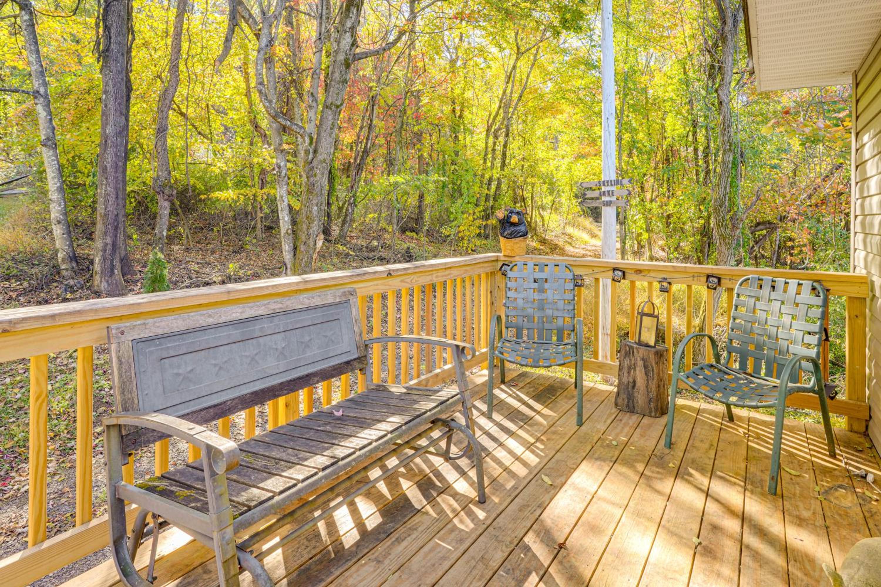 7 Mi to Main Street Cabin with Deck in Stanley!