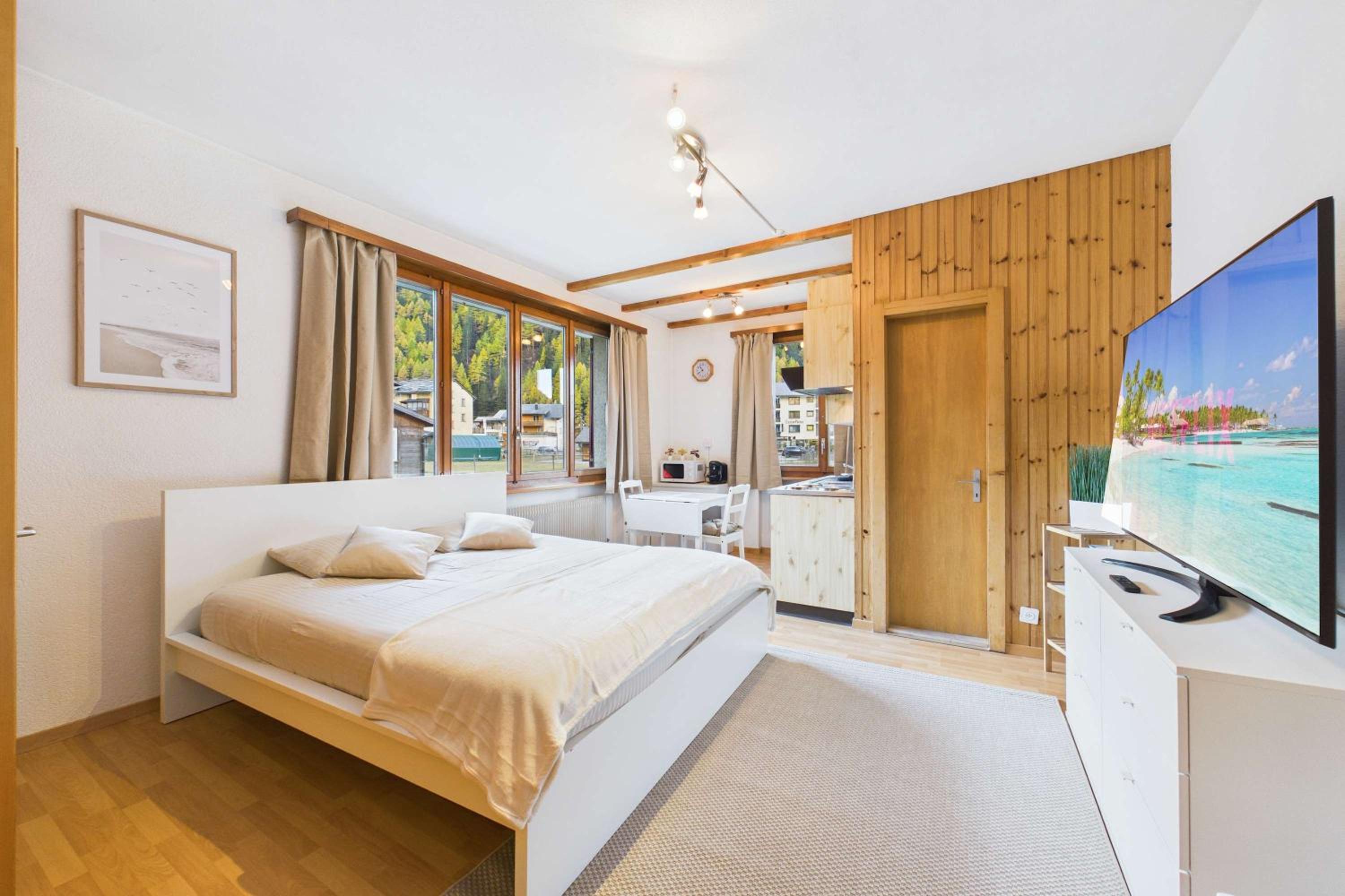 Comfortable studio with balcony and panoramic view