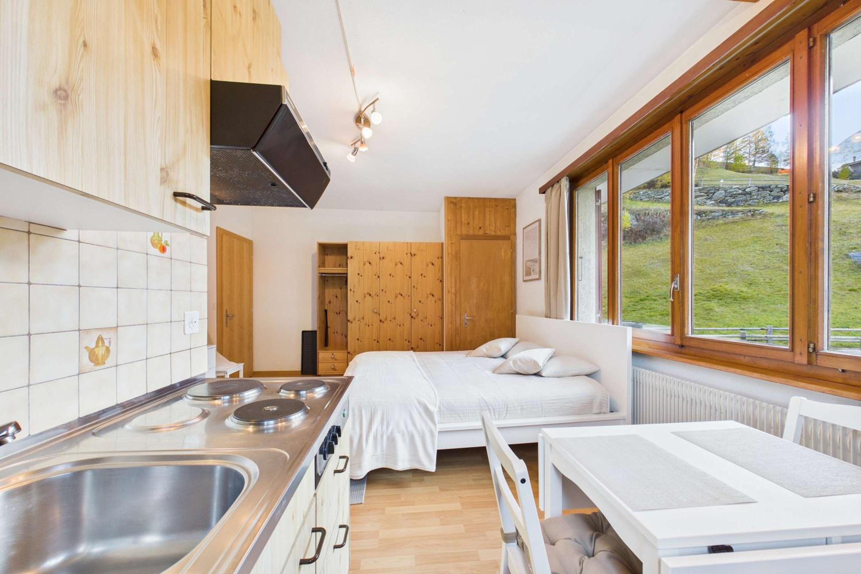 Comfortable studio with balcony and panoramic view