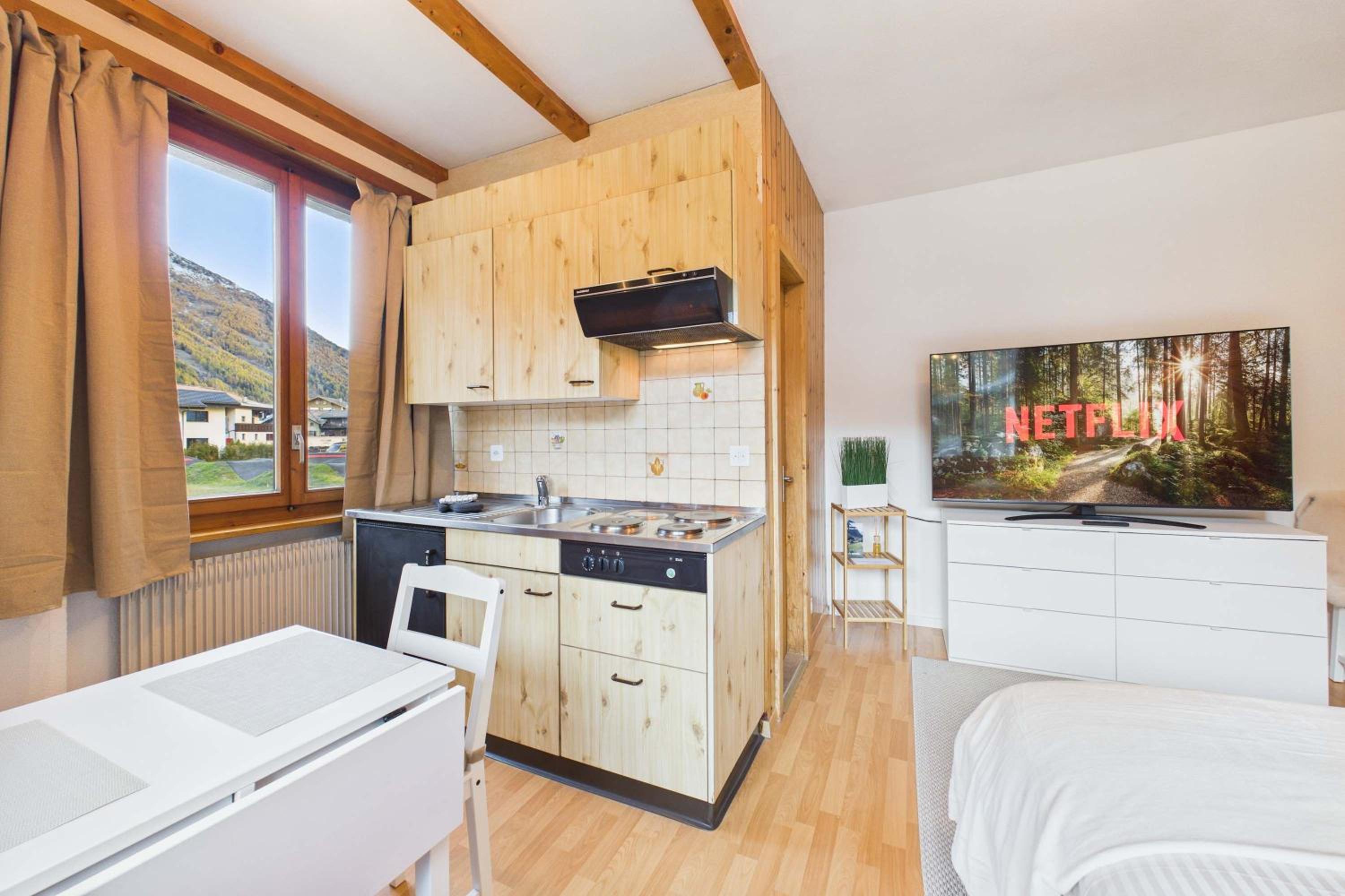 Comfortable studio with balcony and panoramic view