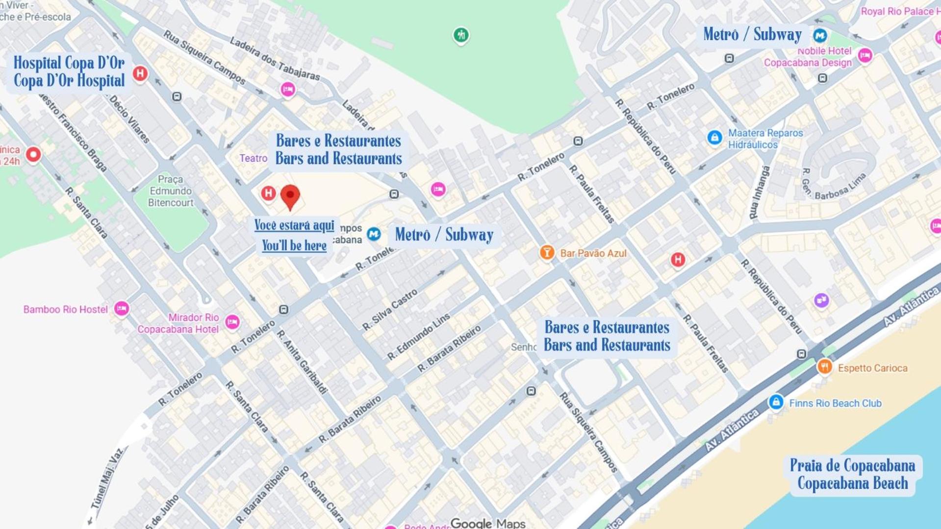 9 minutes from Copacabana Beach, next to subway