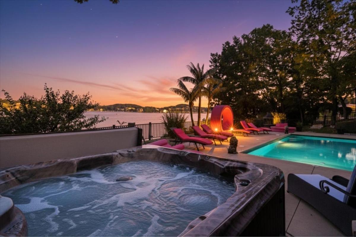 Luxury Lakefront Escape w/ Heated Pool, Hot Tub & Theater
