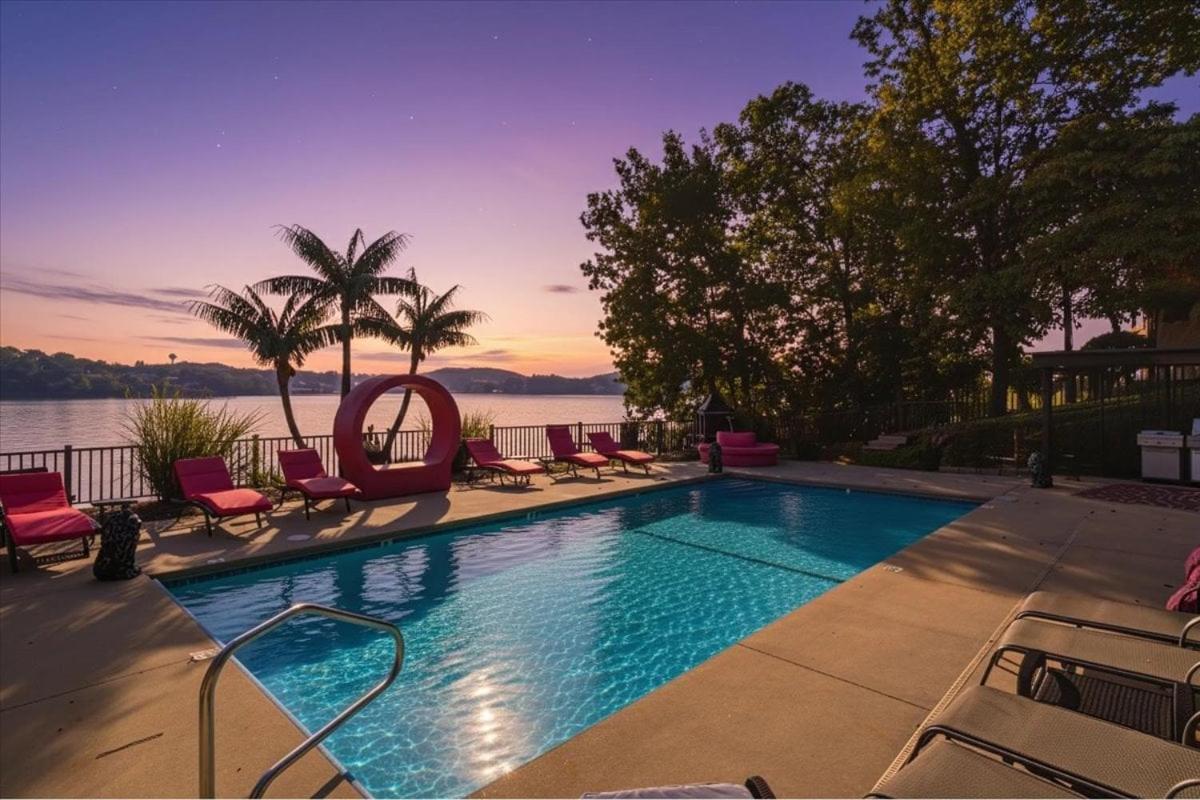 Luxury Lakefront Escape w/ Heated Pool, Hot Tub & Theater