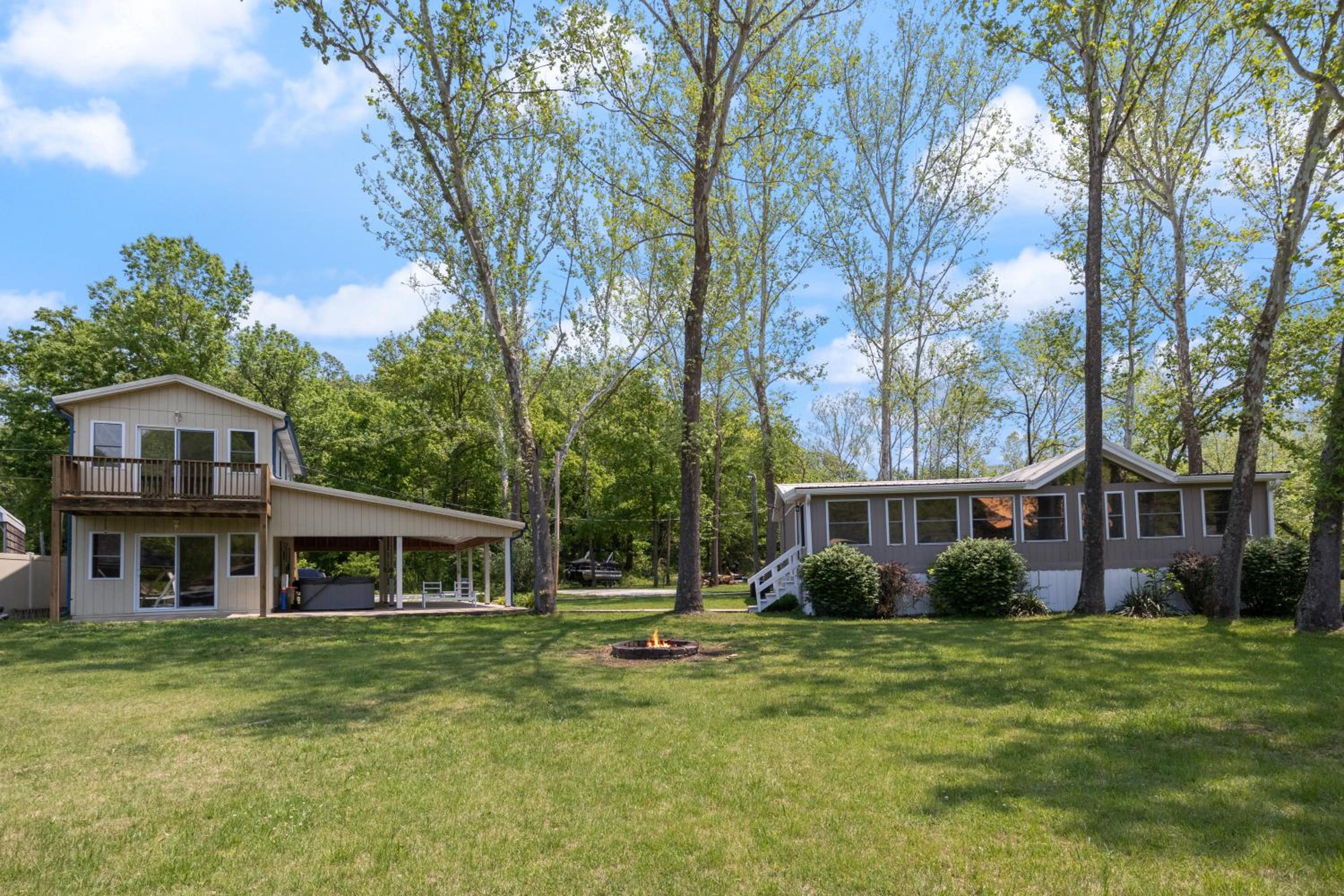 New! 2 Homes-Firepit, Hot Tub, Huge Yard and Dock