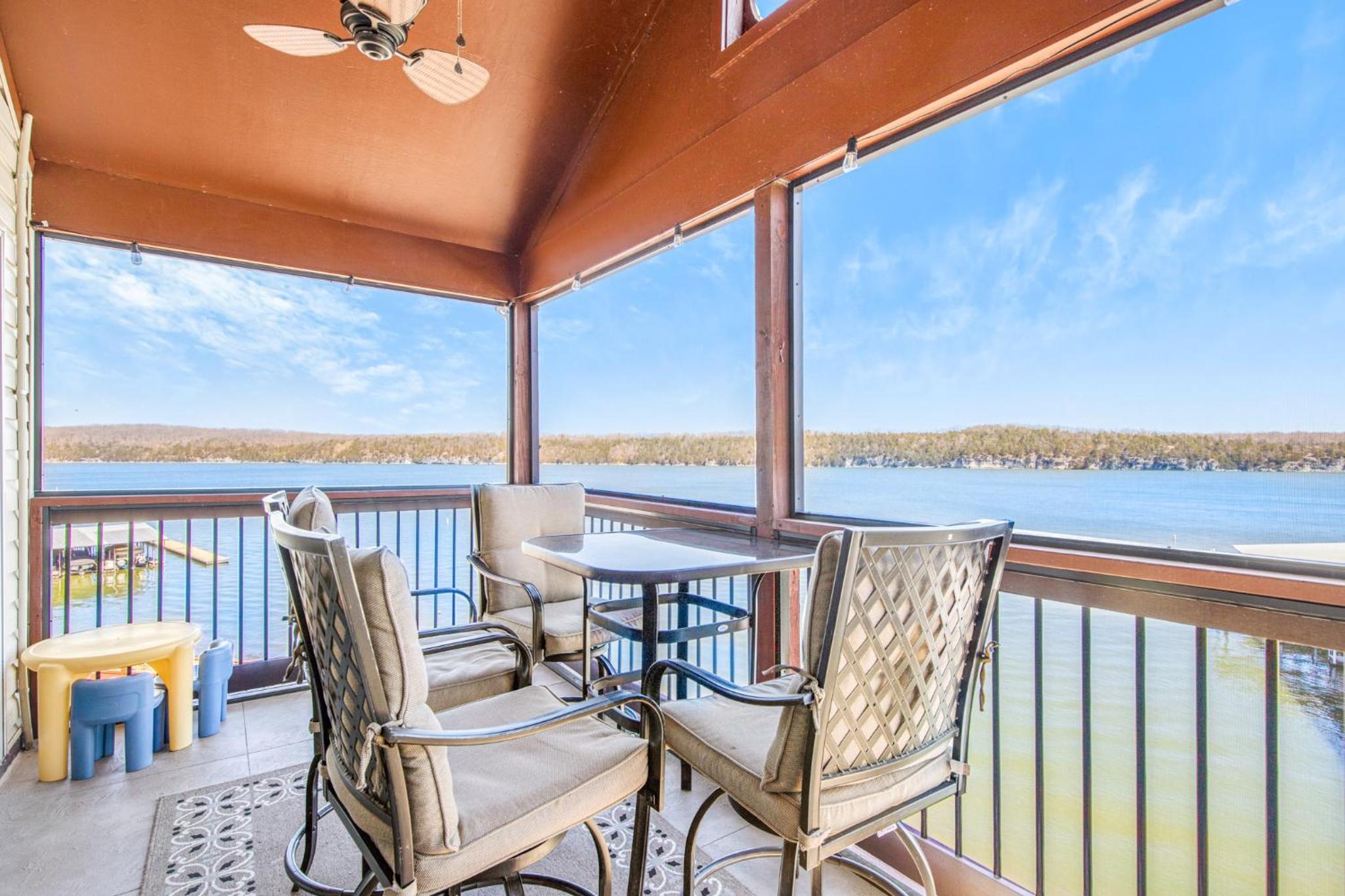 Poolside Condo with Amazing Lake Views & Design