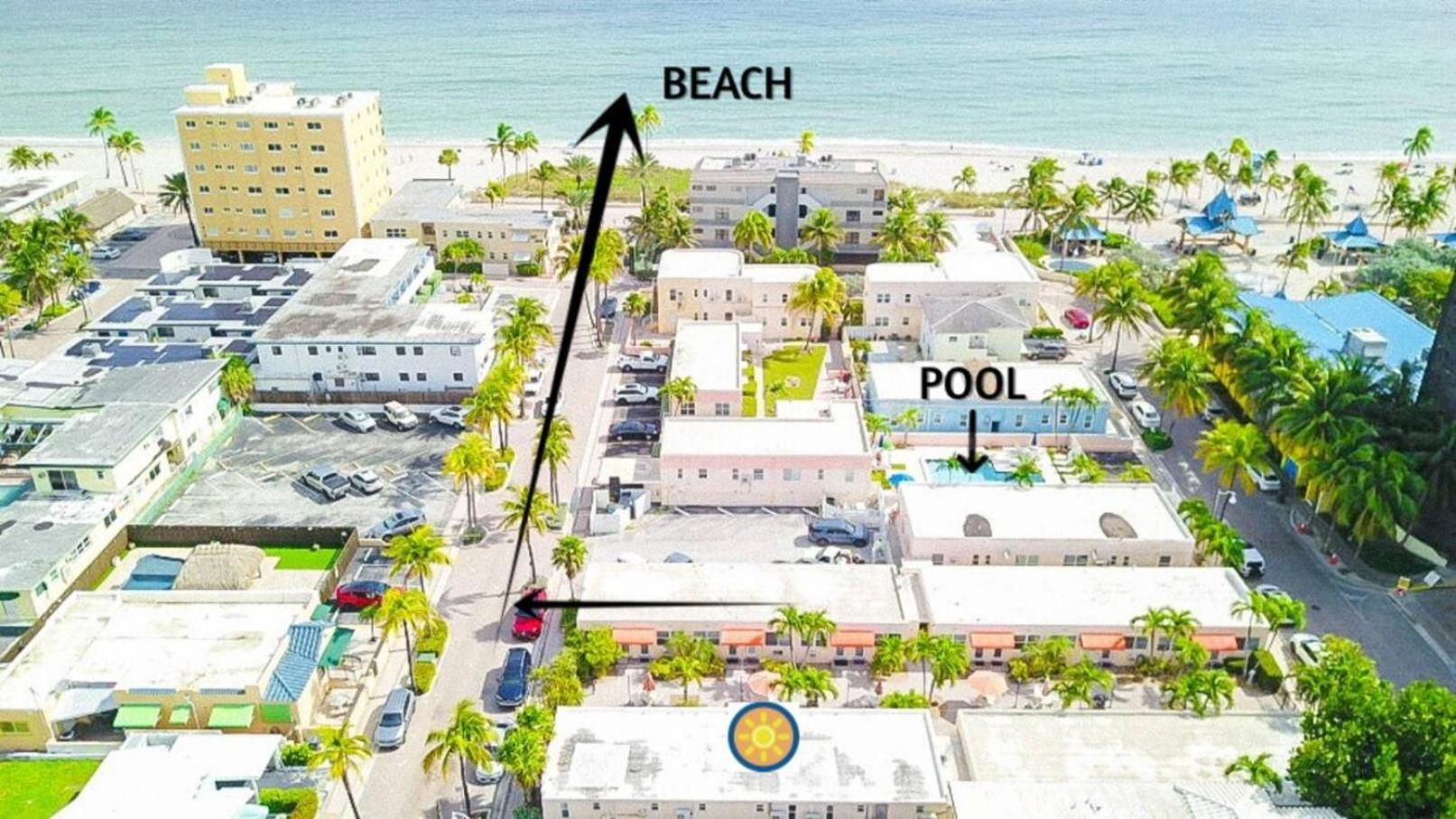 Exclusive studio steps to the beach with pool