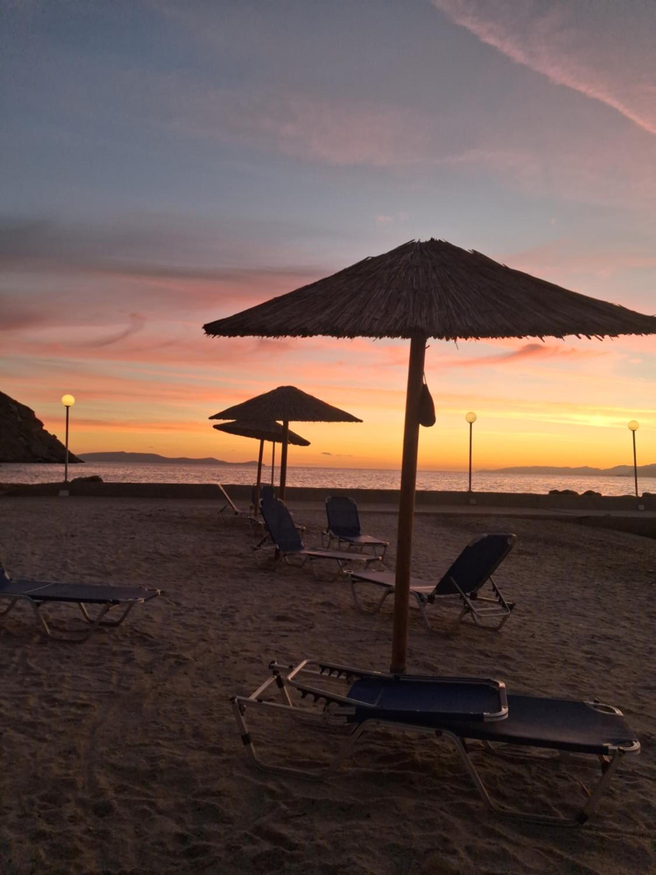 Theseus beach with sea and sunrise view