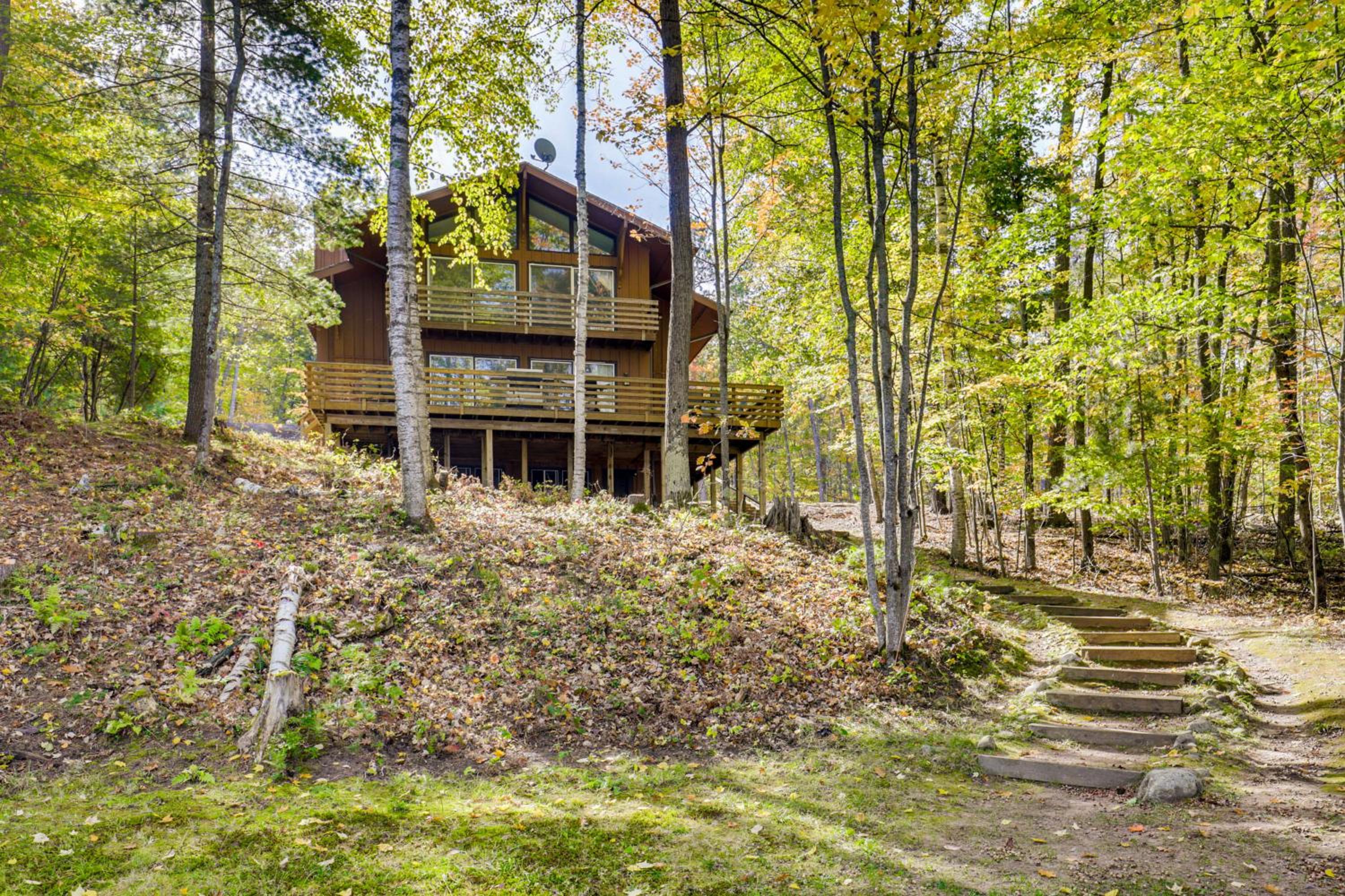 Big Portage Lake Home Deck, Dock, Fire Pit