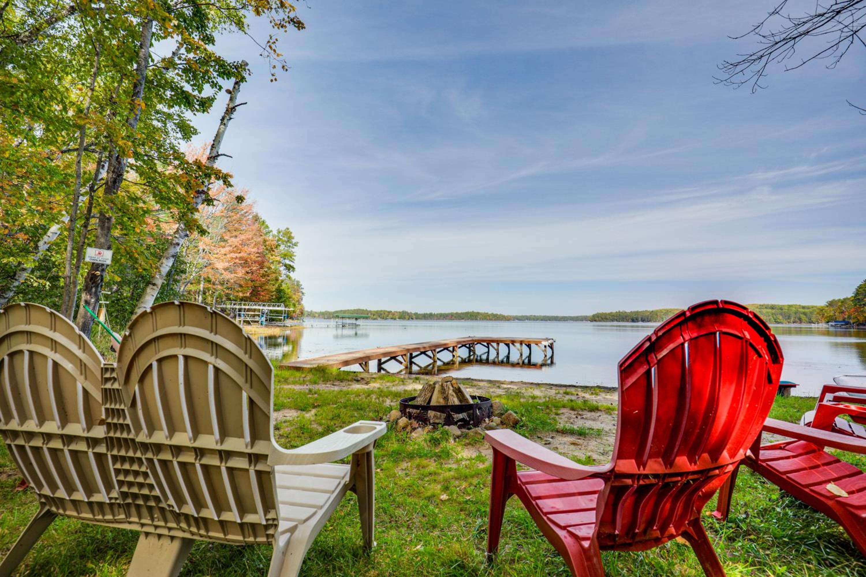 Big Portage Lake Home Deck, Dock, Fire Pit