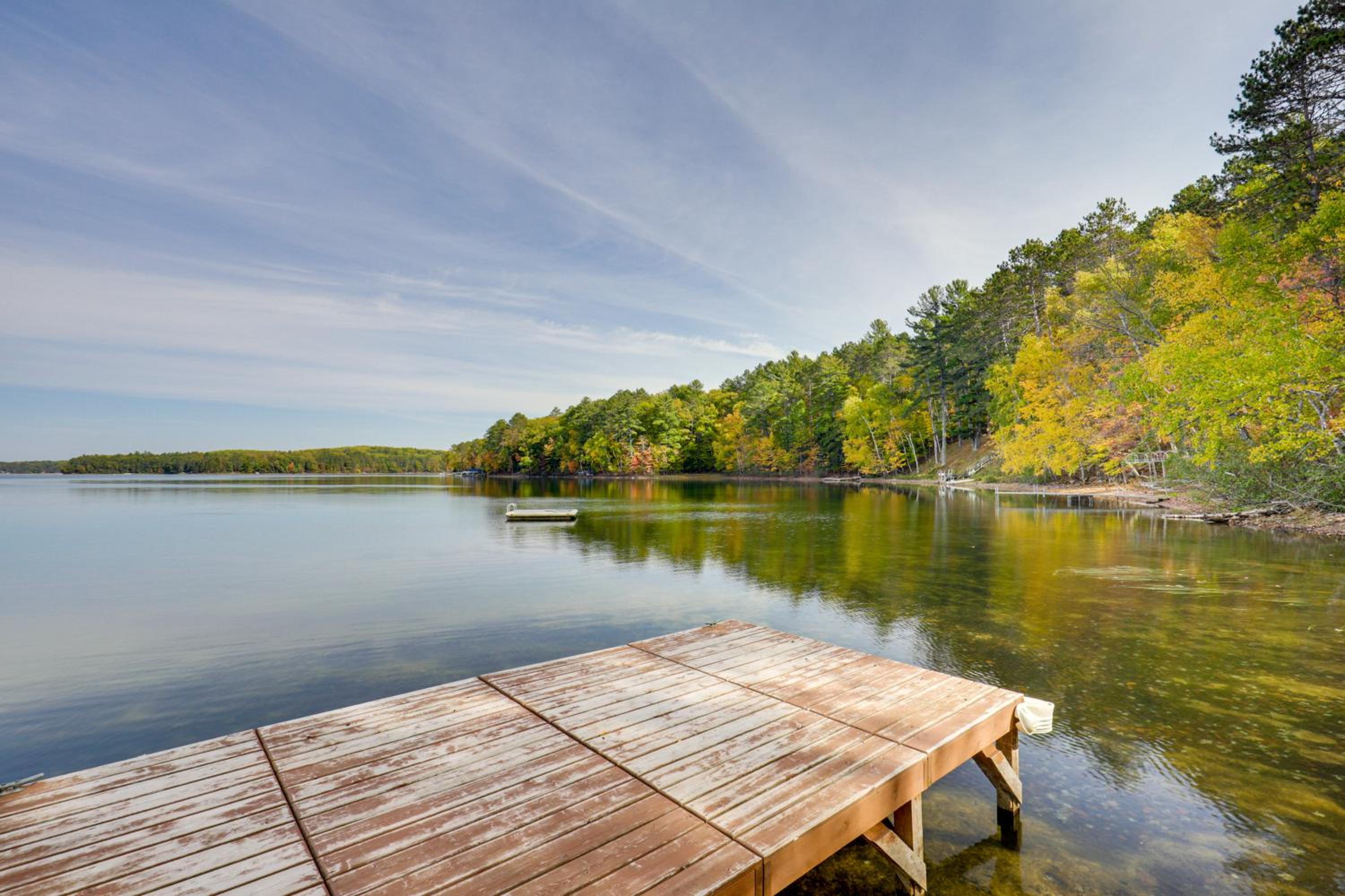 Big Portage Lake Home Deck, Dock, Fire Pit