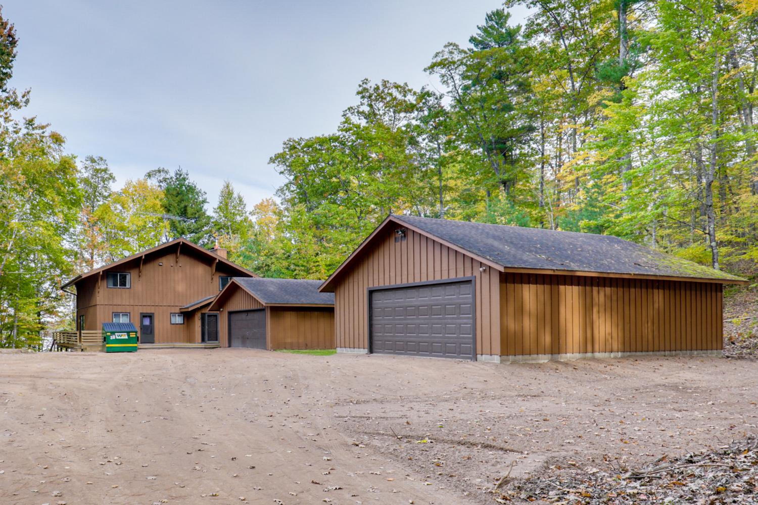 Big Portage Lake Home Deck, Dock, Fire Pit