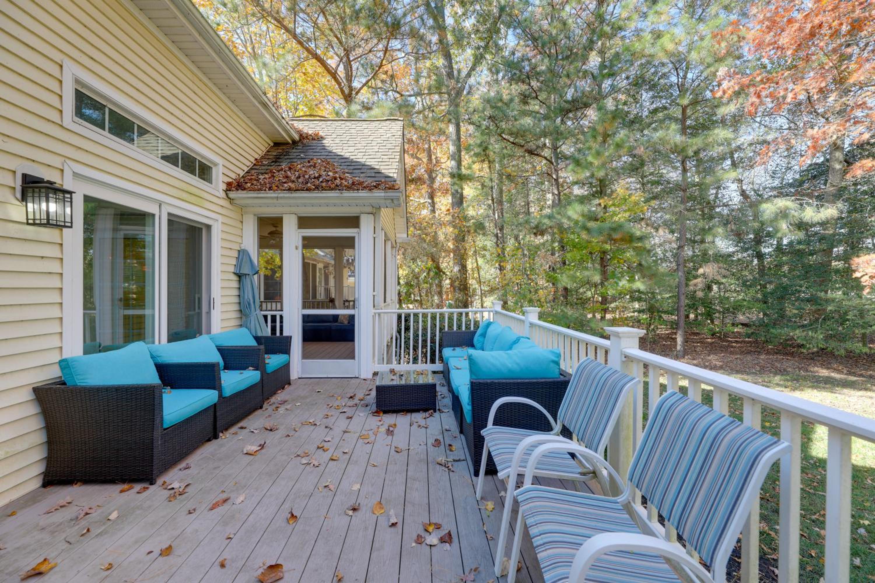 Theater Room and Deck at Massive Salt Pond Home!
