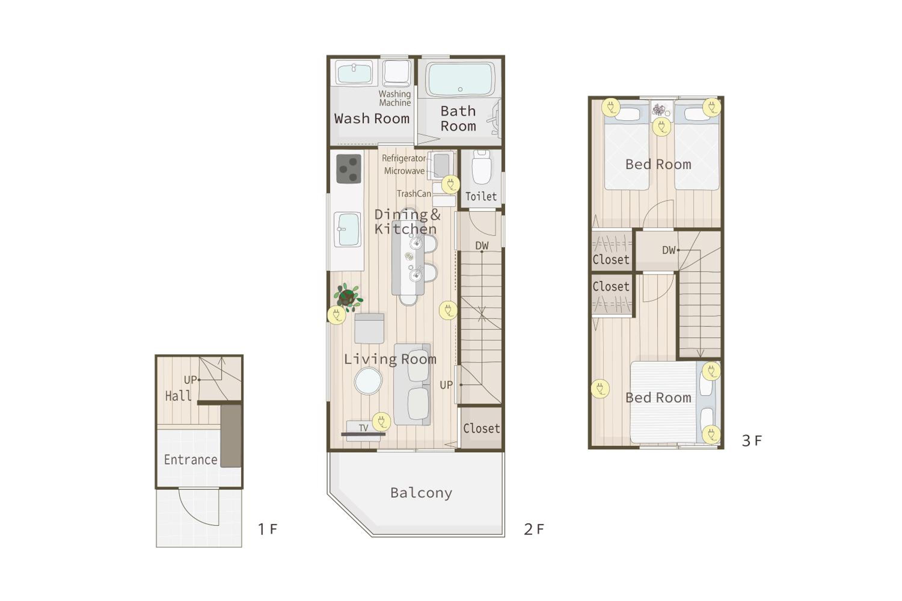 Cozy Osaka Stay, Osaka Tsuruhashi, 2BR, 5ppl, New house, Mist sauna