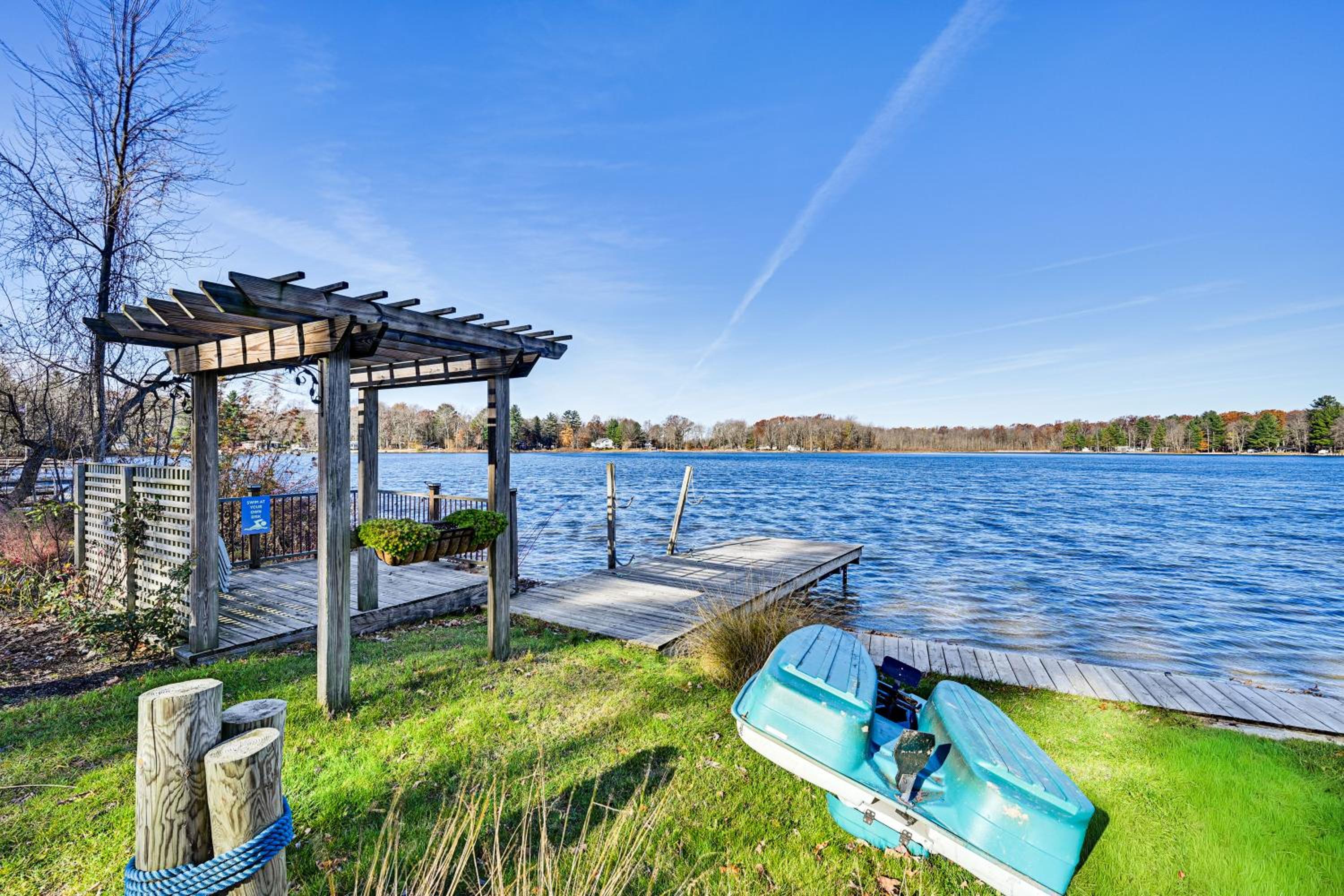 Dock and Gazebo! Lakefront Duplex Near South Haven