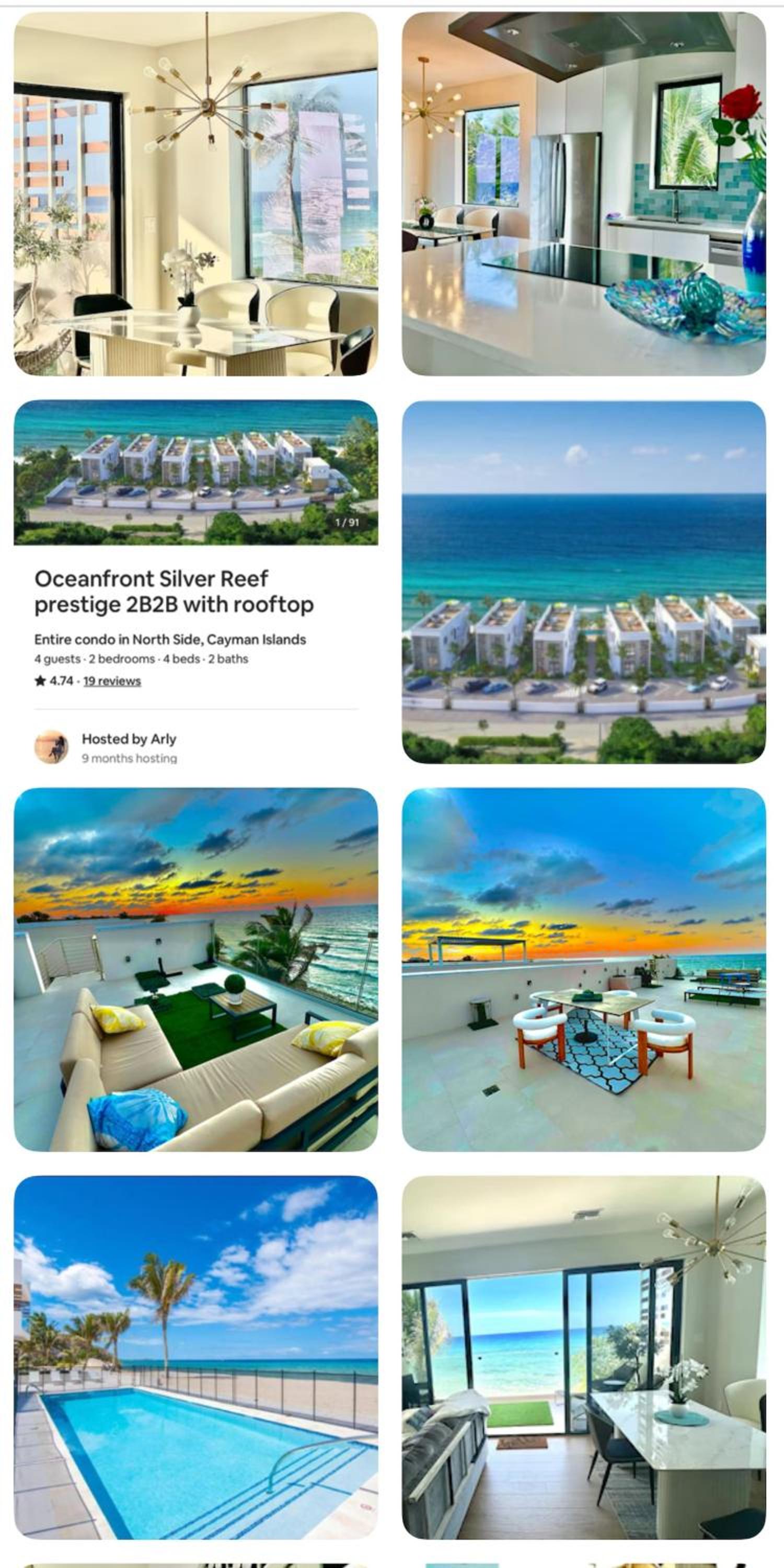 Oceanfront Rooftop luxury 2B2B residency pool beach in North Side, Grand Cayman