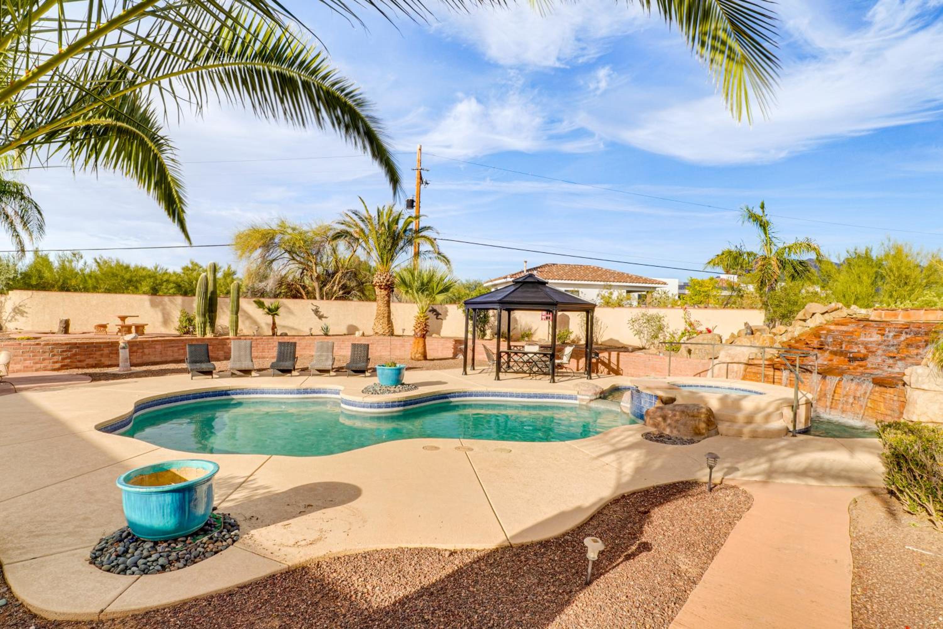 Resort-Style Backyard and Pool Luxe Tucson Home