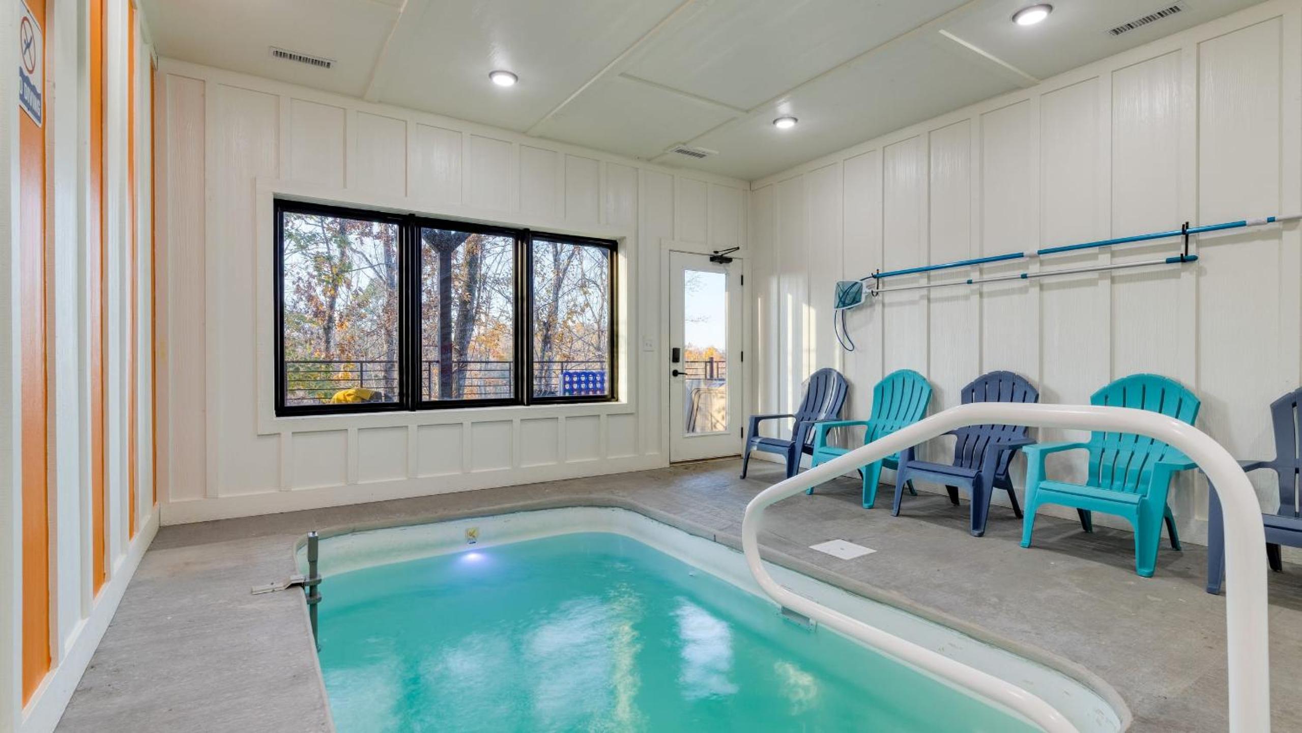 Indoor Pool Hot Tub Vols Spirit with Sweeping Mountain Views Smokeys Den by AvantStay