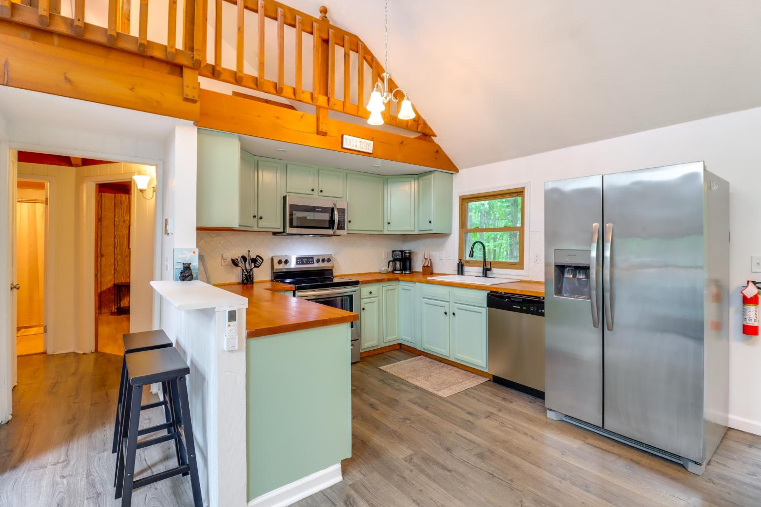 1 Mi to Lake, Golf and Ski Access The Hideout Home!