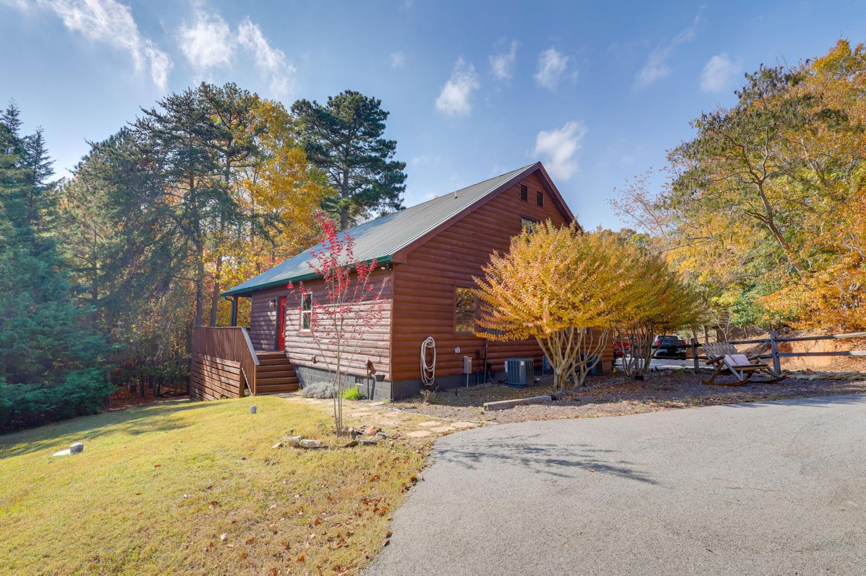 Steps to Lake Lanier Wooded Escape with Boat Dock