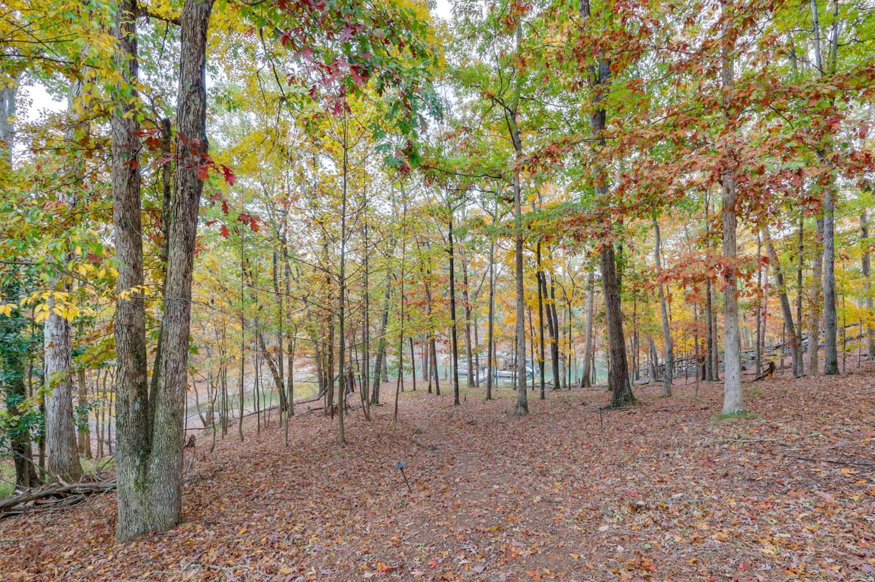 Steps to Lake Lanier Wooded Escape with Boat Dock