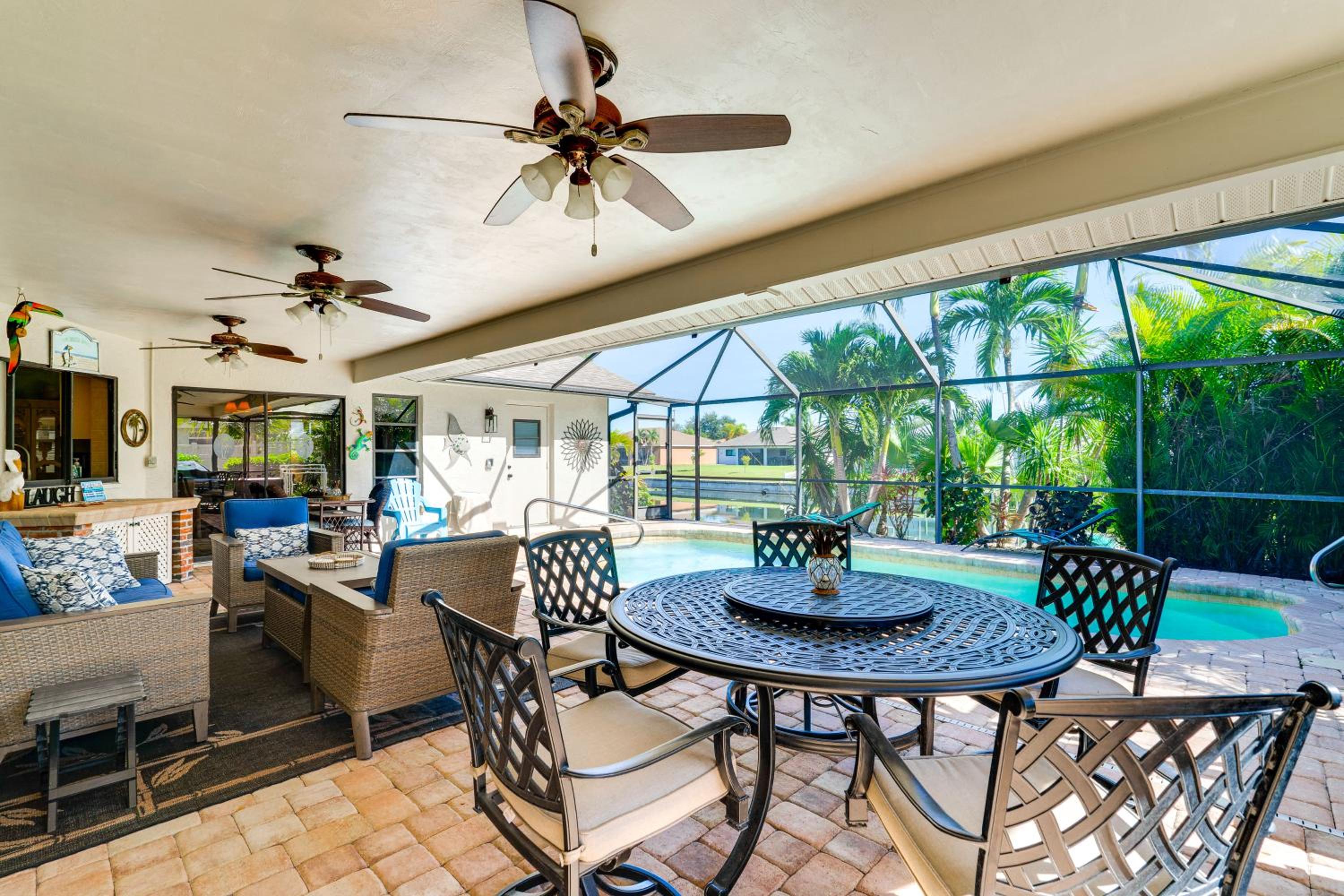 Canal-Front Escape with Dock and Pool in Cape Coral