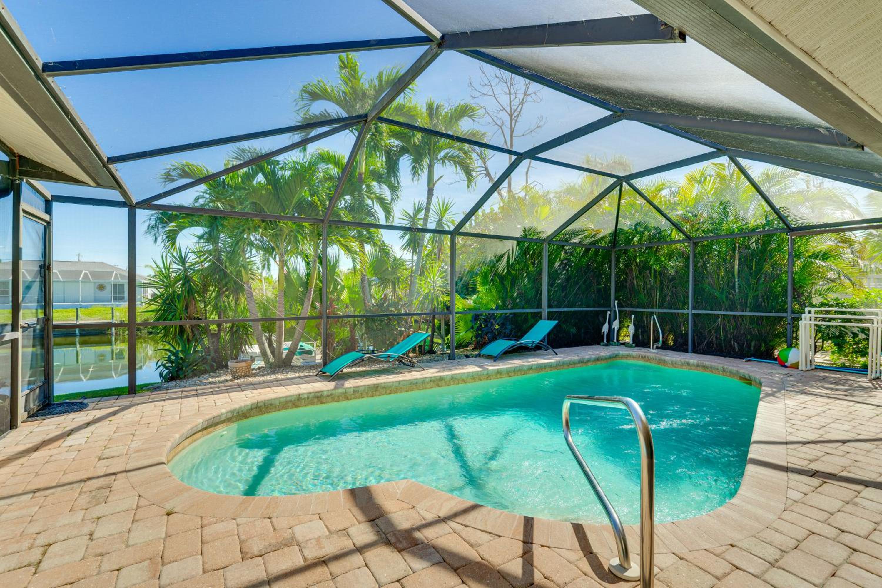 Canal-Front Escape with Dock and Pool in Cape Coral