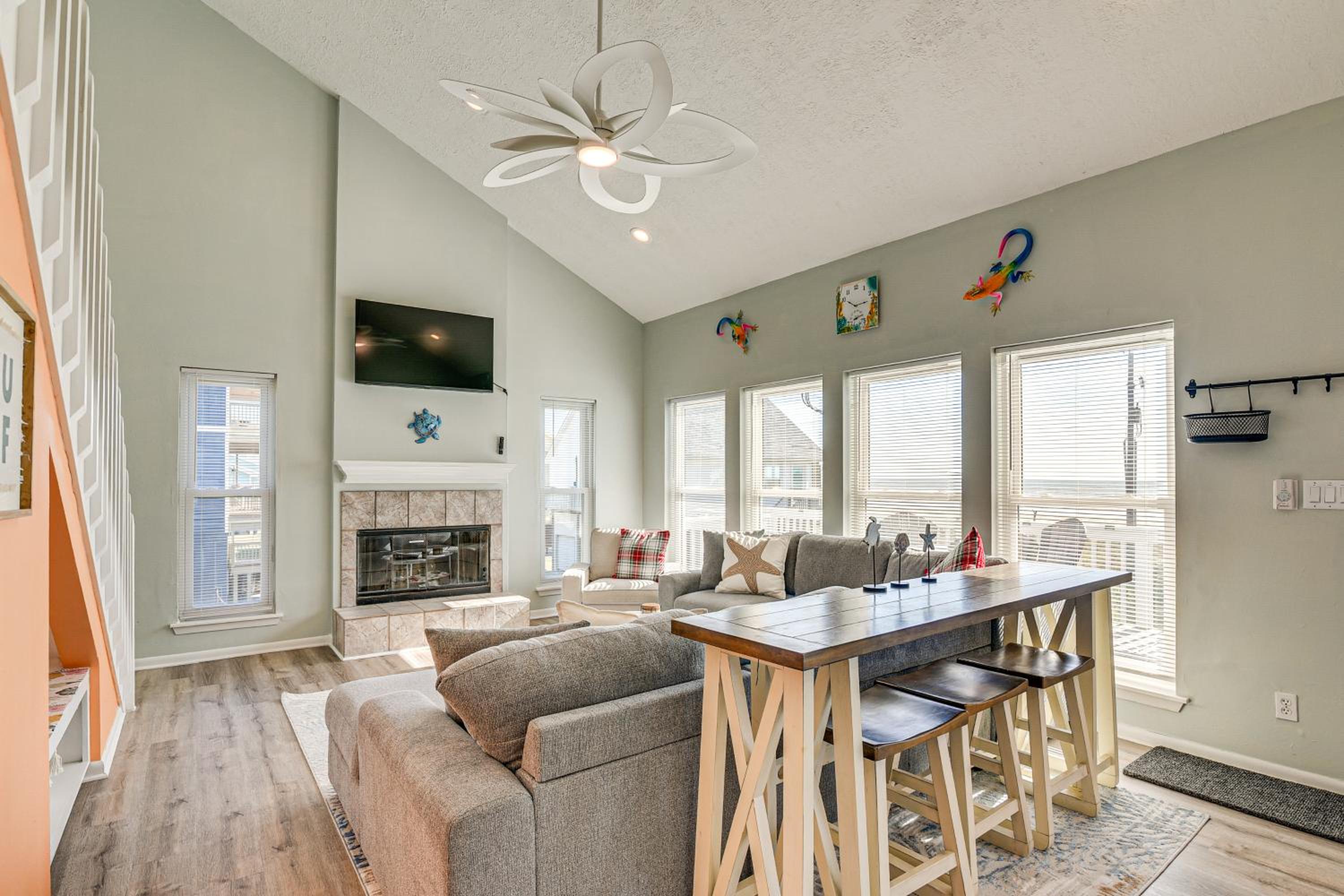 Walk to Beach Ocean-View Family Home in Galveston