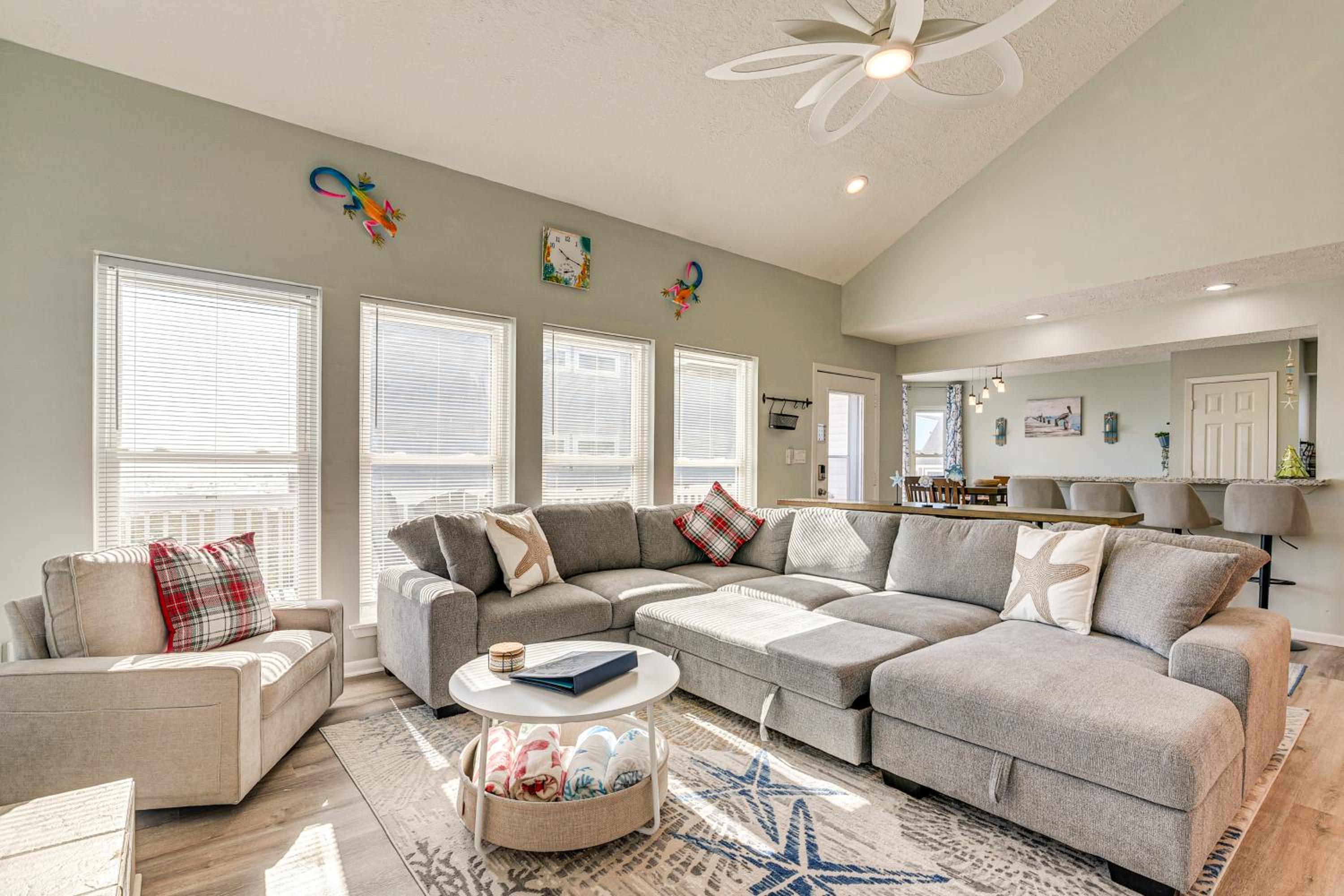 Walk to Beach Ocean-View Family Home in Galveston