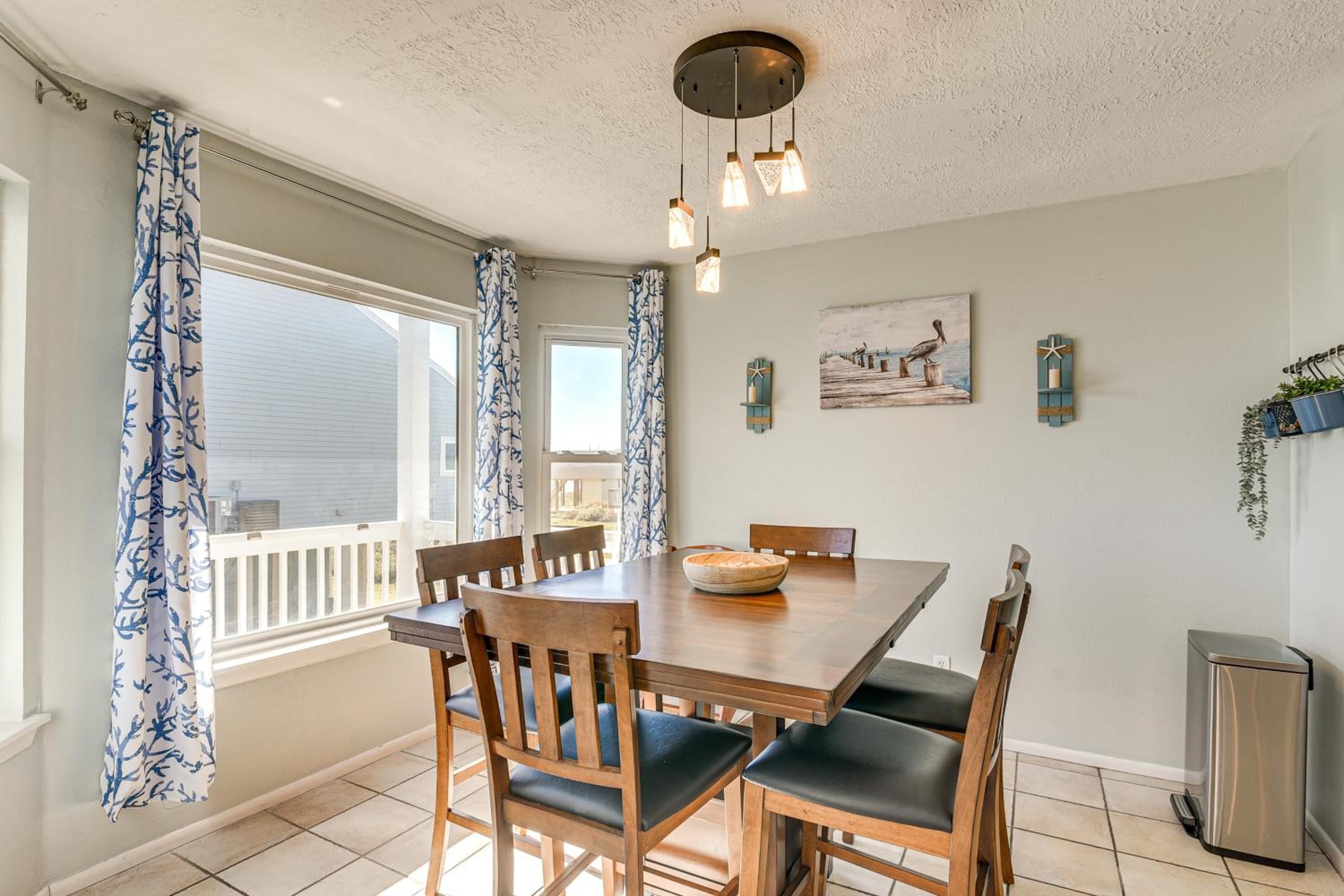 Walk to Beach Ocean-View Family Home in Galveston