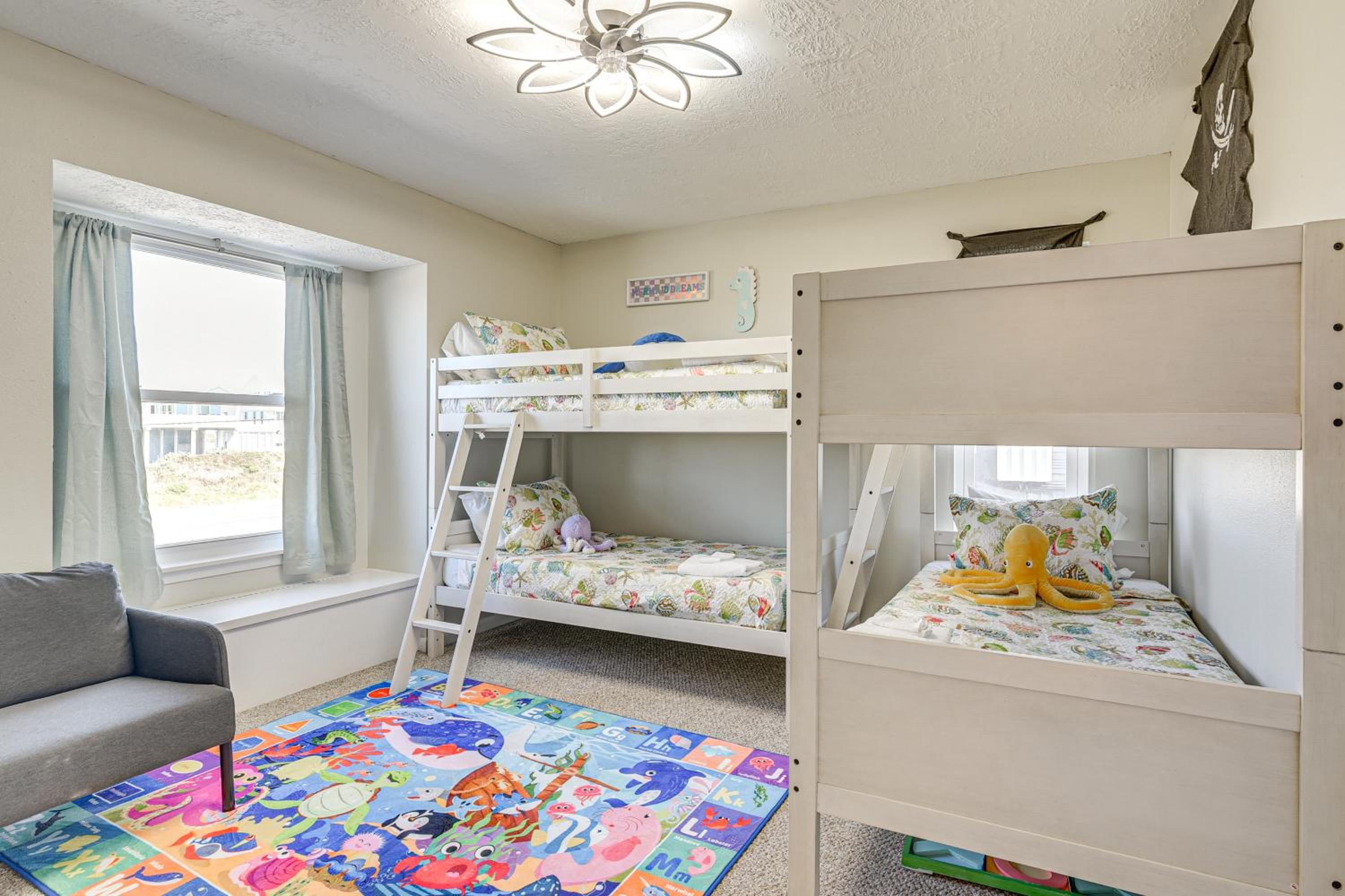 Walk to Beach Ocean-View Family Home in Galveston