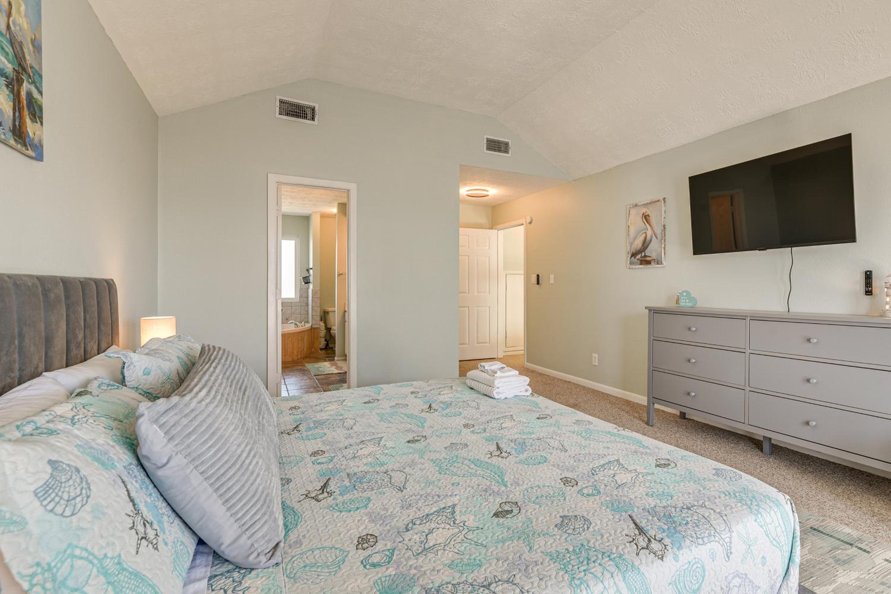 Walk to Beach Ocean-View Family Home in Galveston