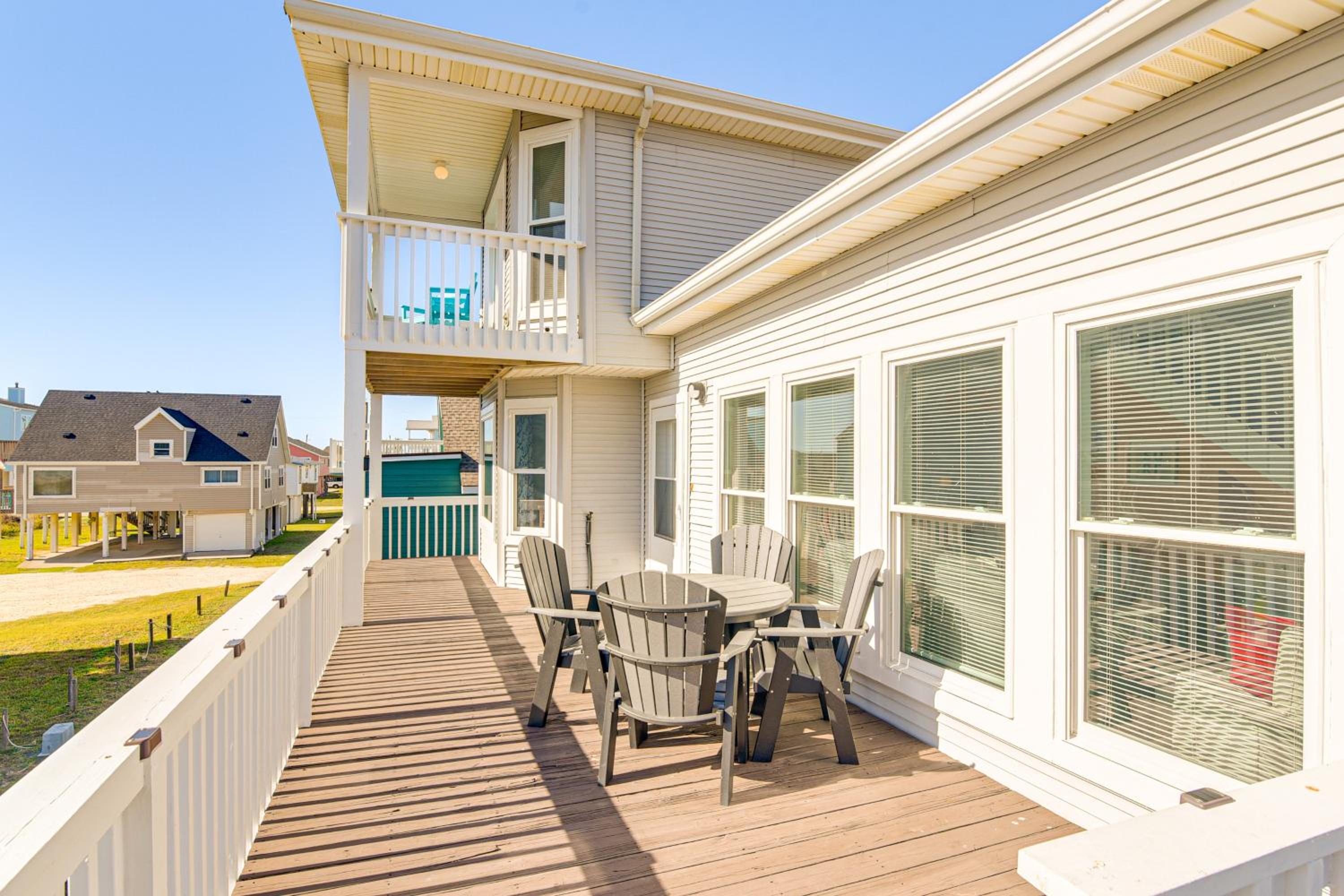 Walk to Beach Ocean-View Family Home in Galveston