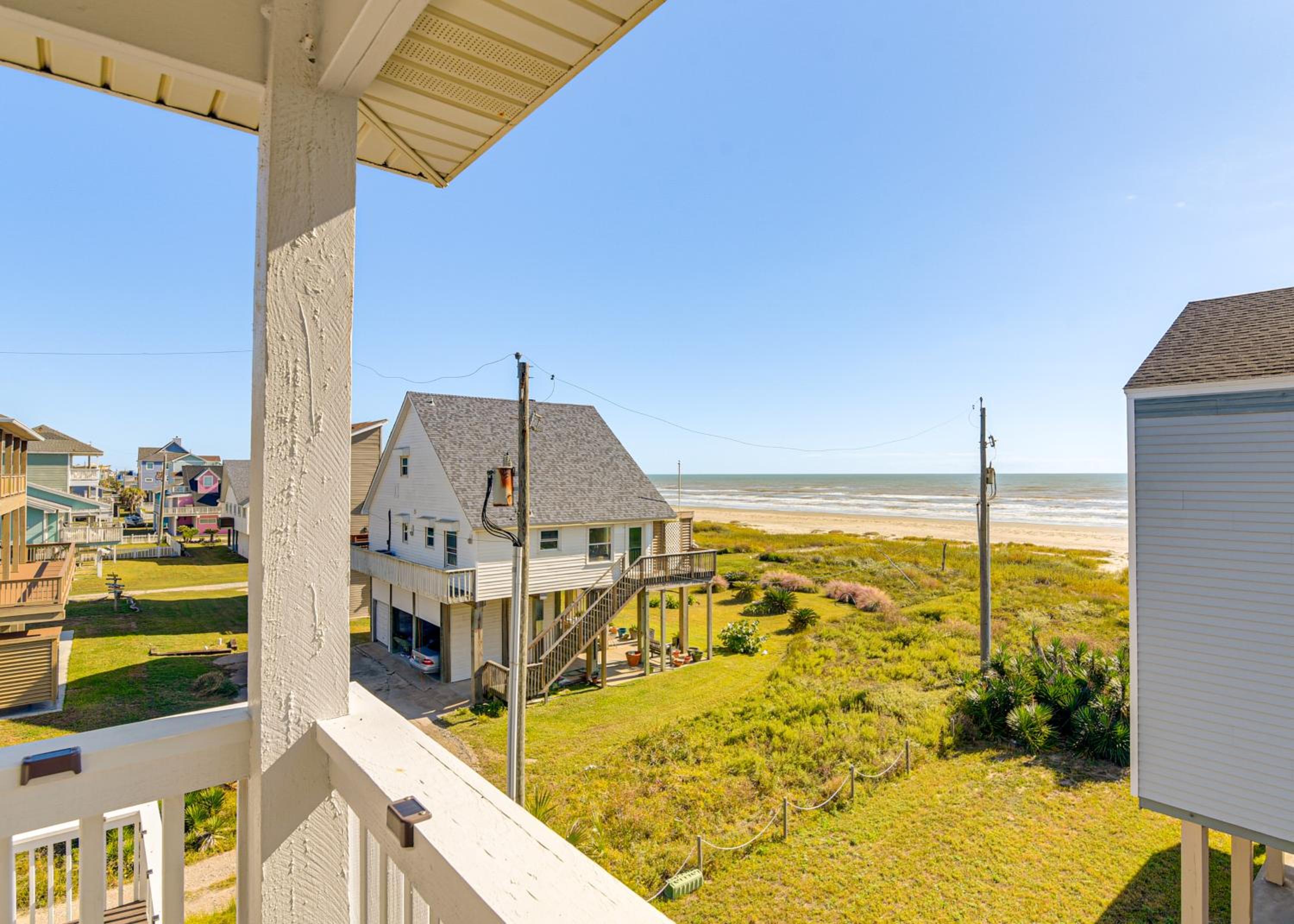 Walk to Beach Ocean-View Family Home in Galveston