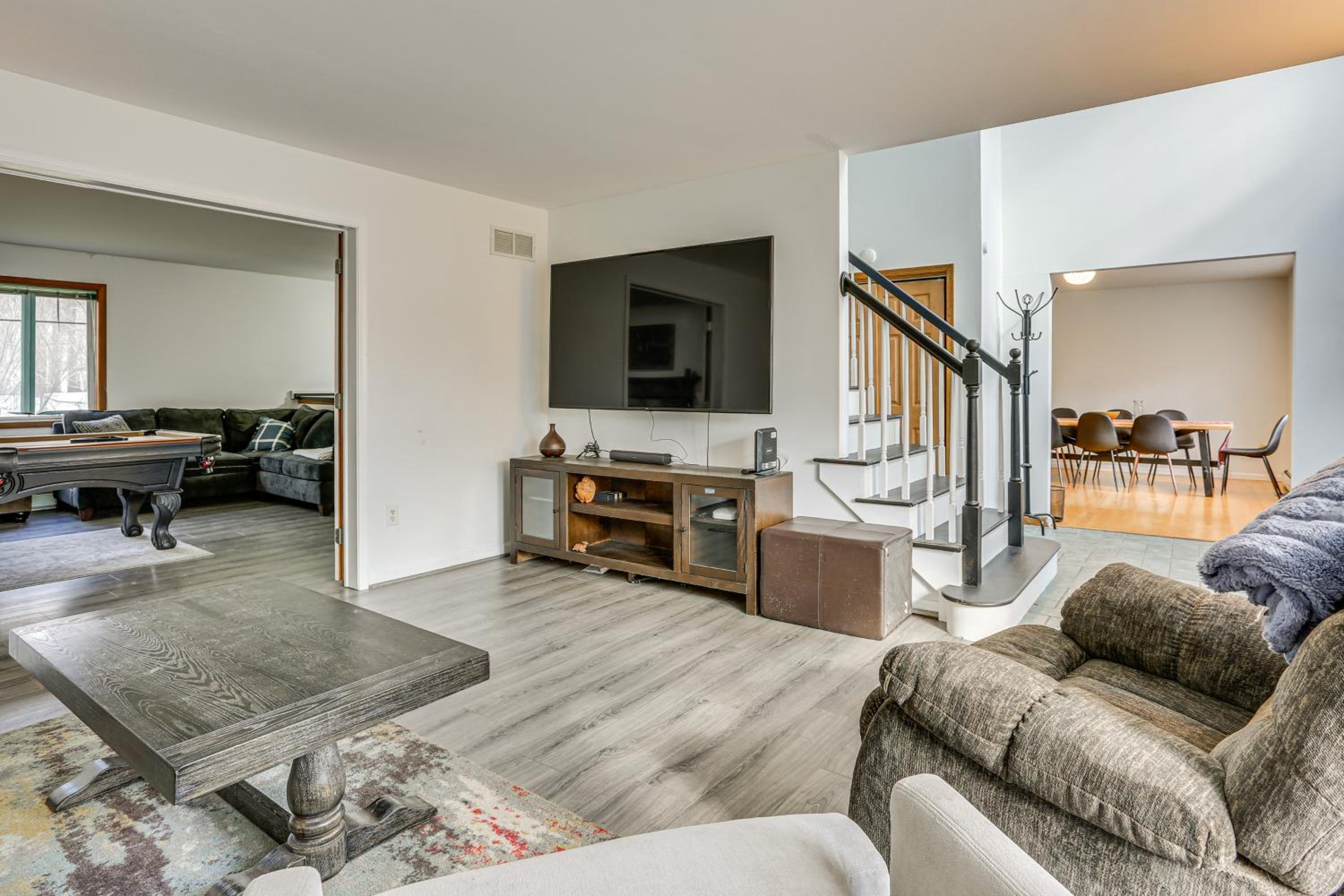 Hike, Ski and Game Spacious Poconos Home with Yard