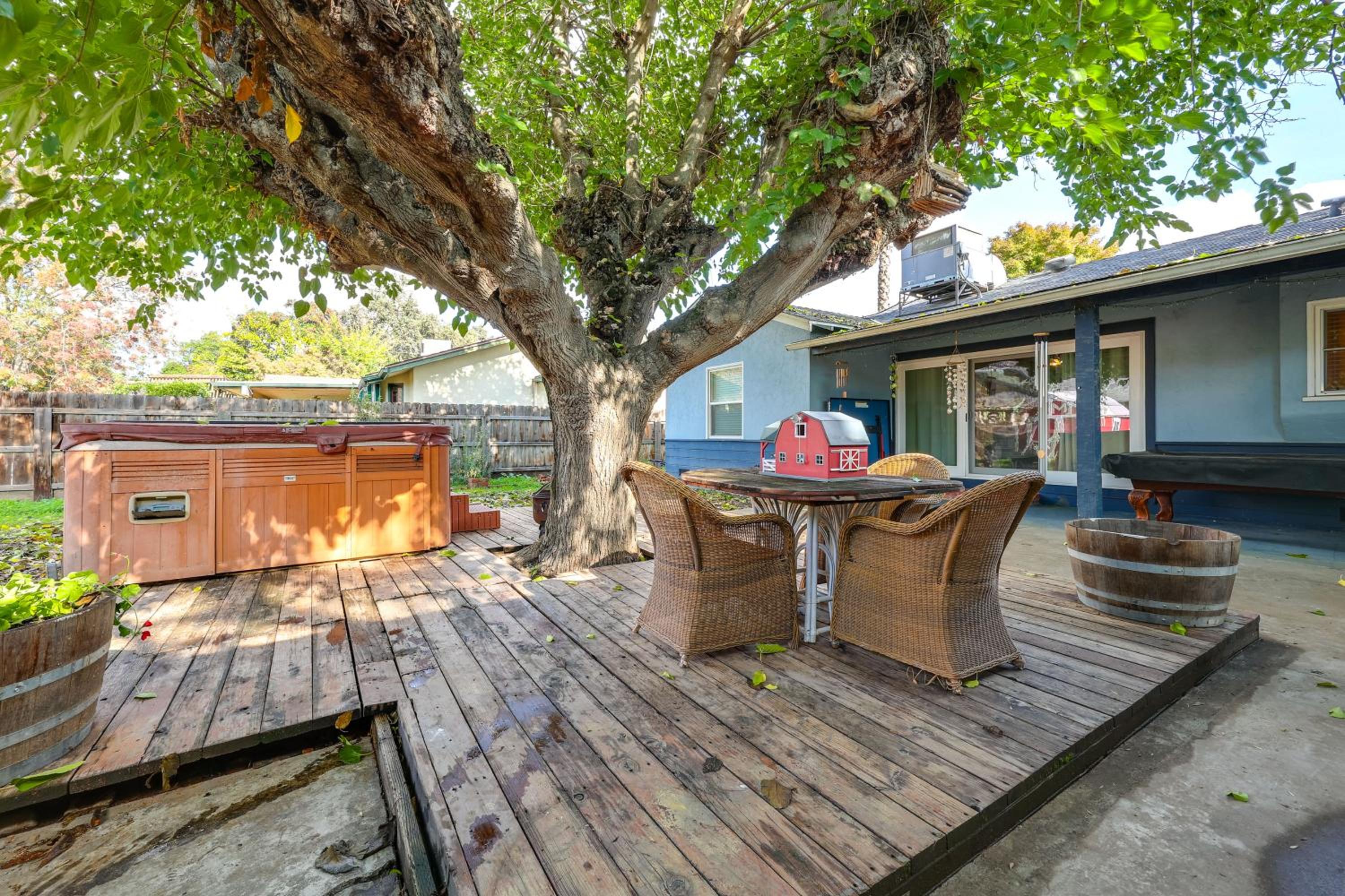 Hot Tub, Patio and Outdoor Games at Visalia Home