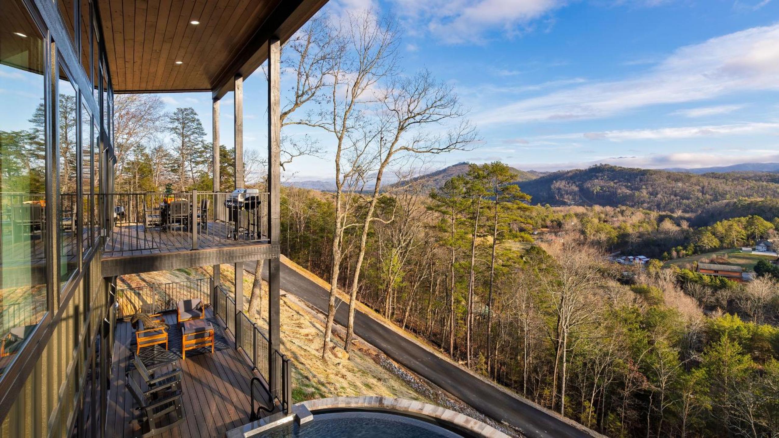 Modern Smoky Mountain Stay With Two Decks Plunge Pool Game Room Overlook Lodge by AvantStay