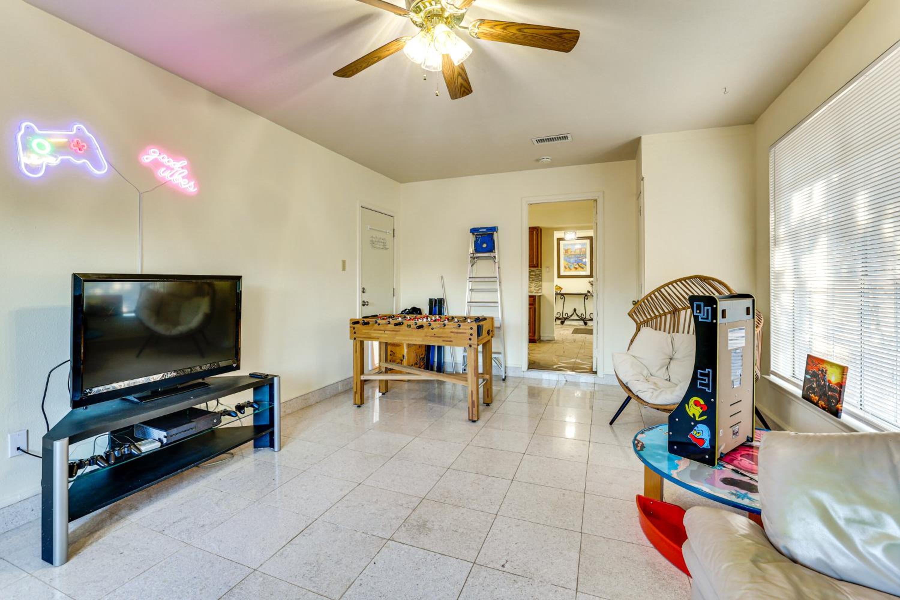 Family Home with Games and Fenced Yard in San Antonio!