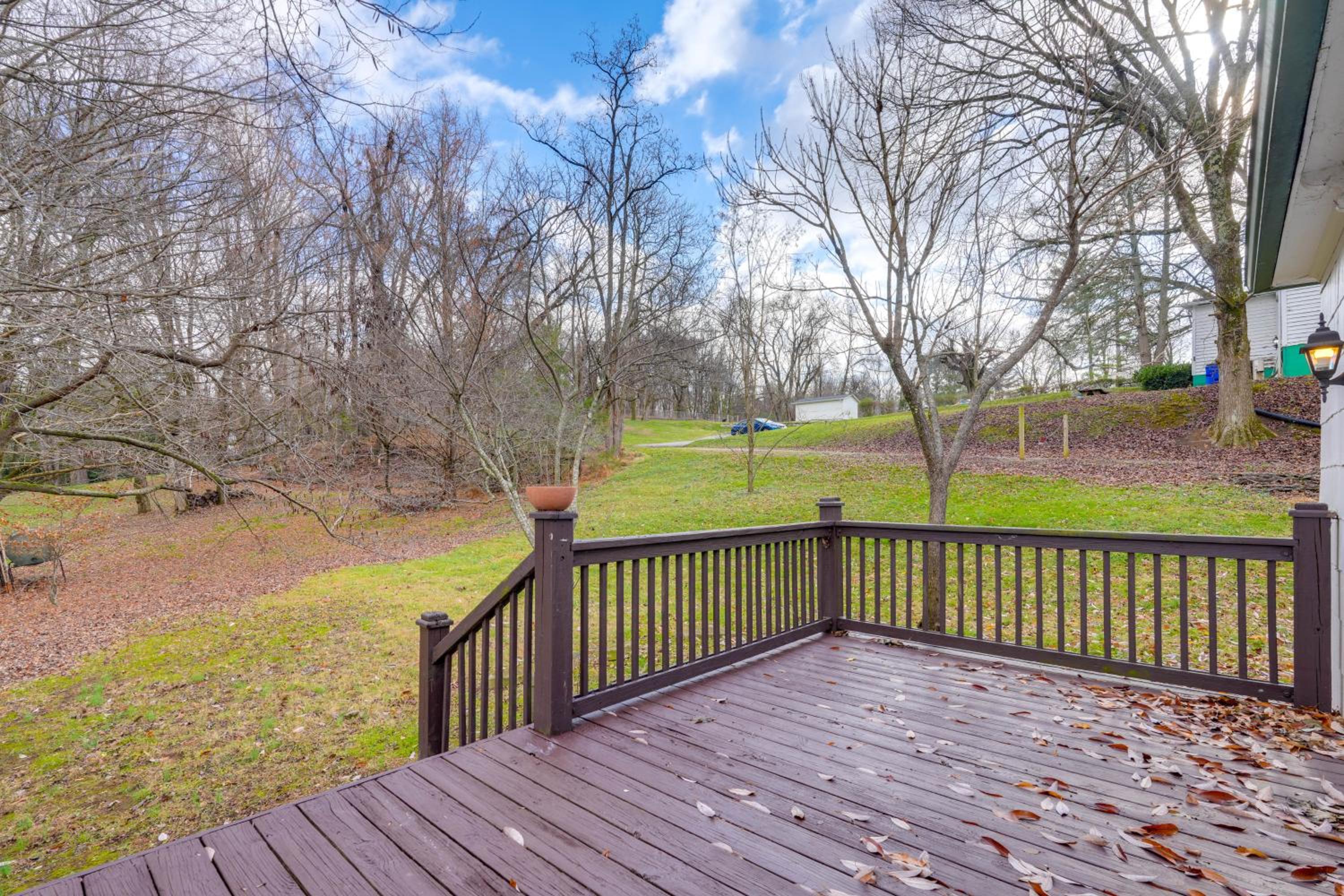 Walk to Shops and Dining Jonesborough Home with Deck!