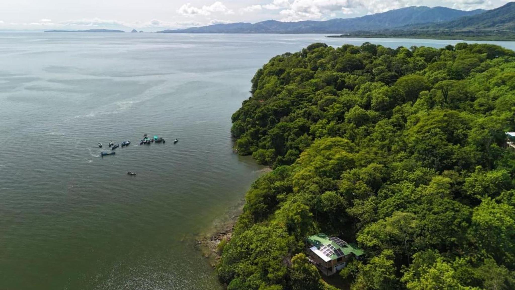 Teak house in a forest above the beach