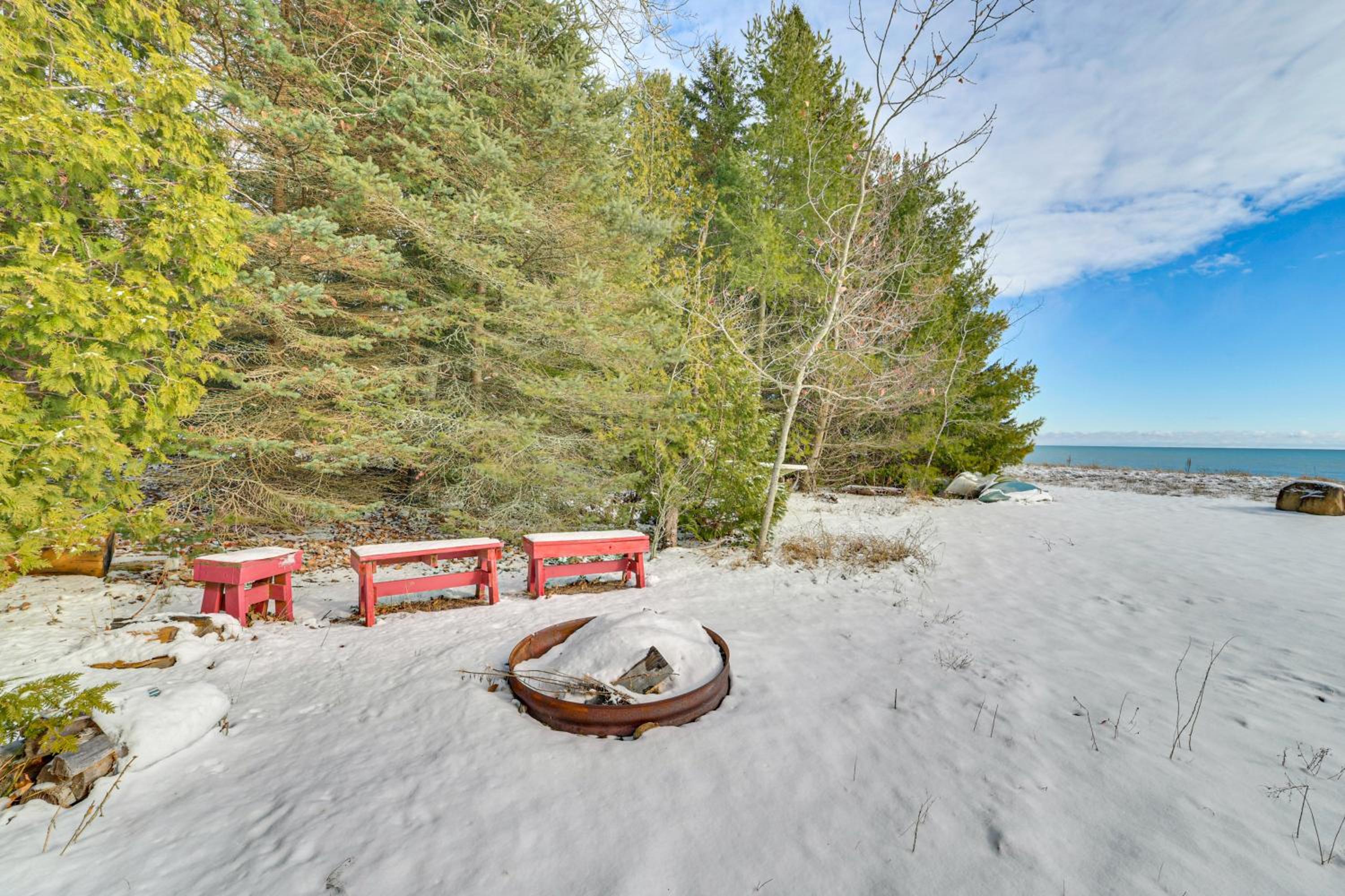 On-Site Trails and Private Beach! Lake Huron Retreat