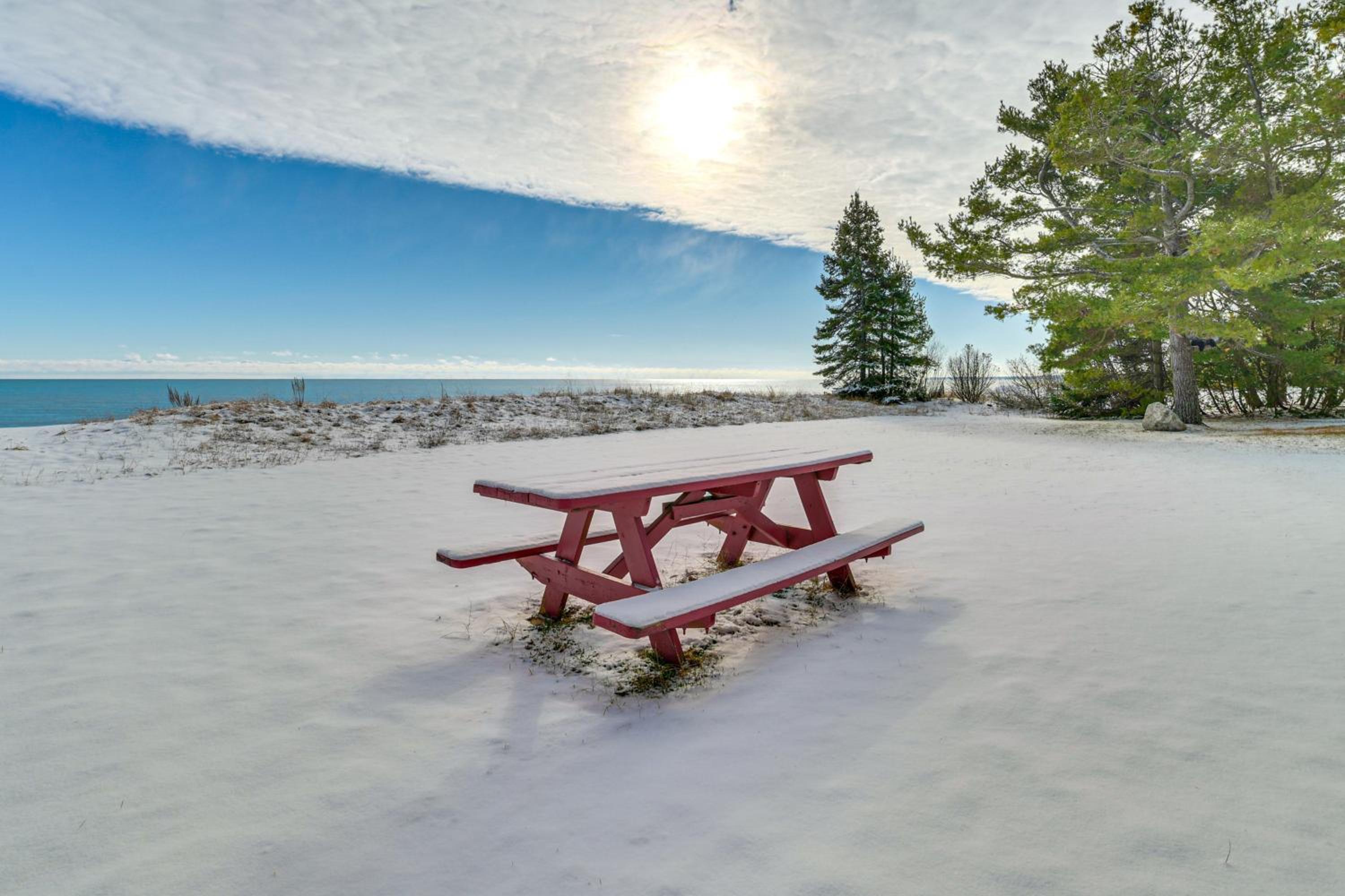 On-Site Trails and Private Beach! Lake Huron Retreat