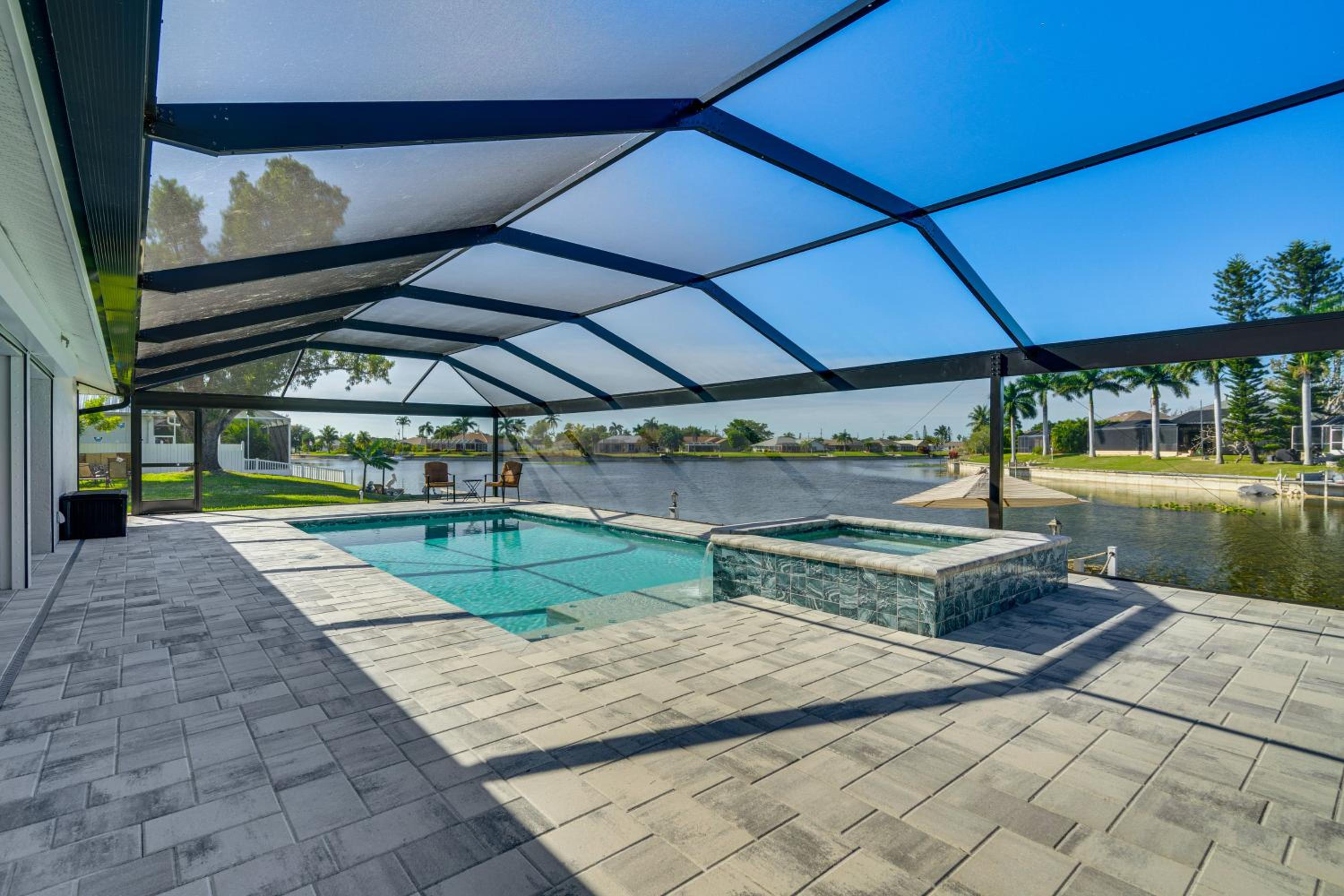 Waterfront Cape Coral Gem with Lanai, Pool and Dock!