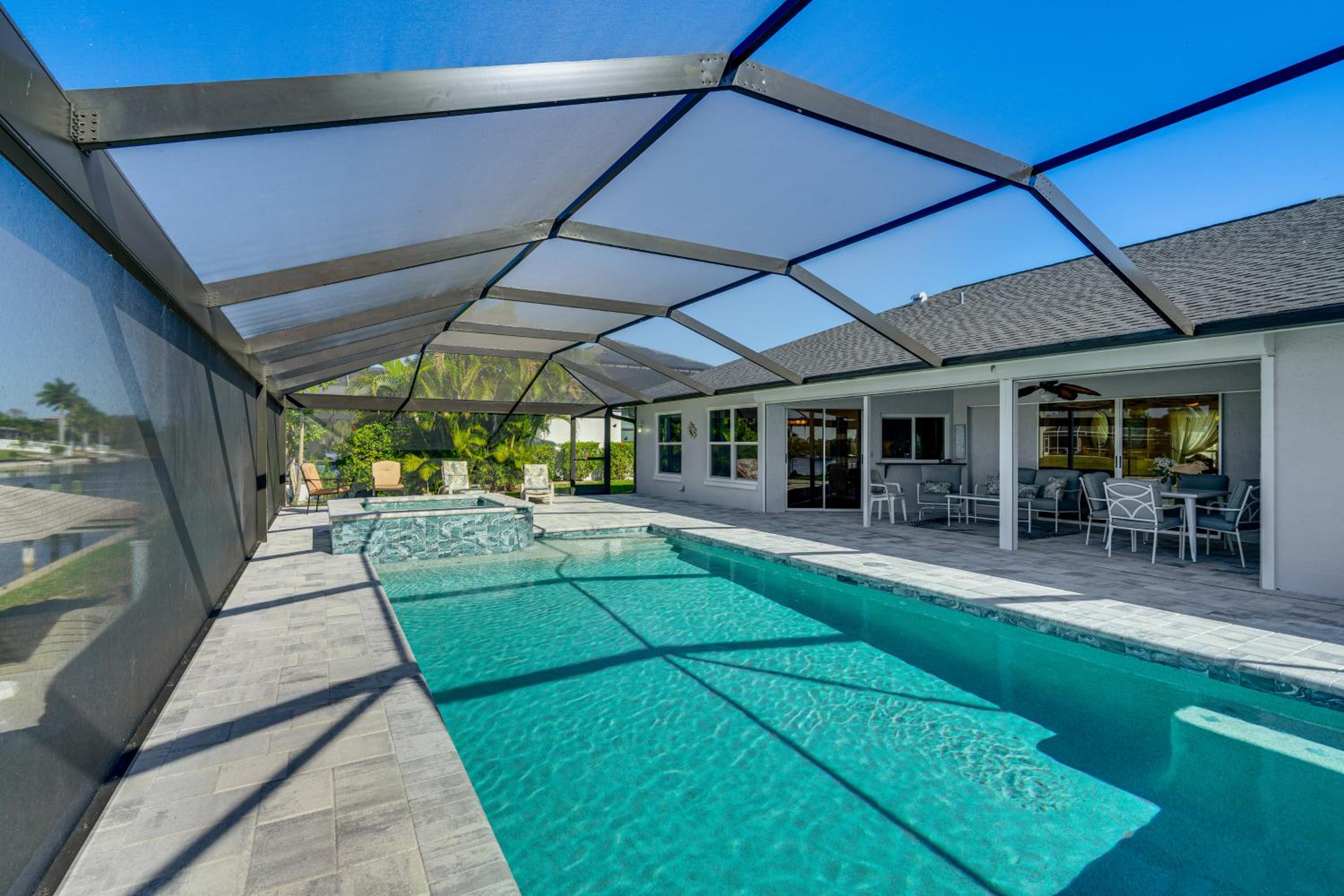 Waterfront Cape Coral Gem with Lanai, Pool and Dock!