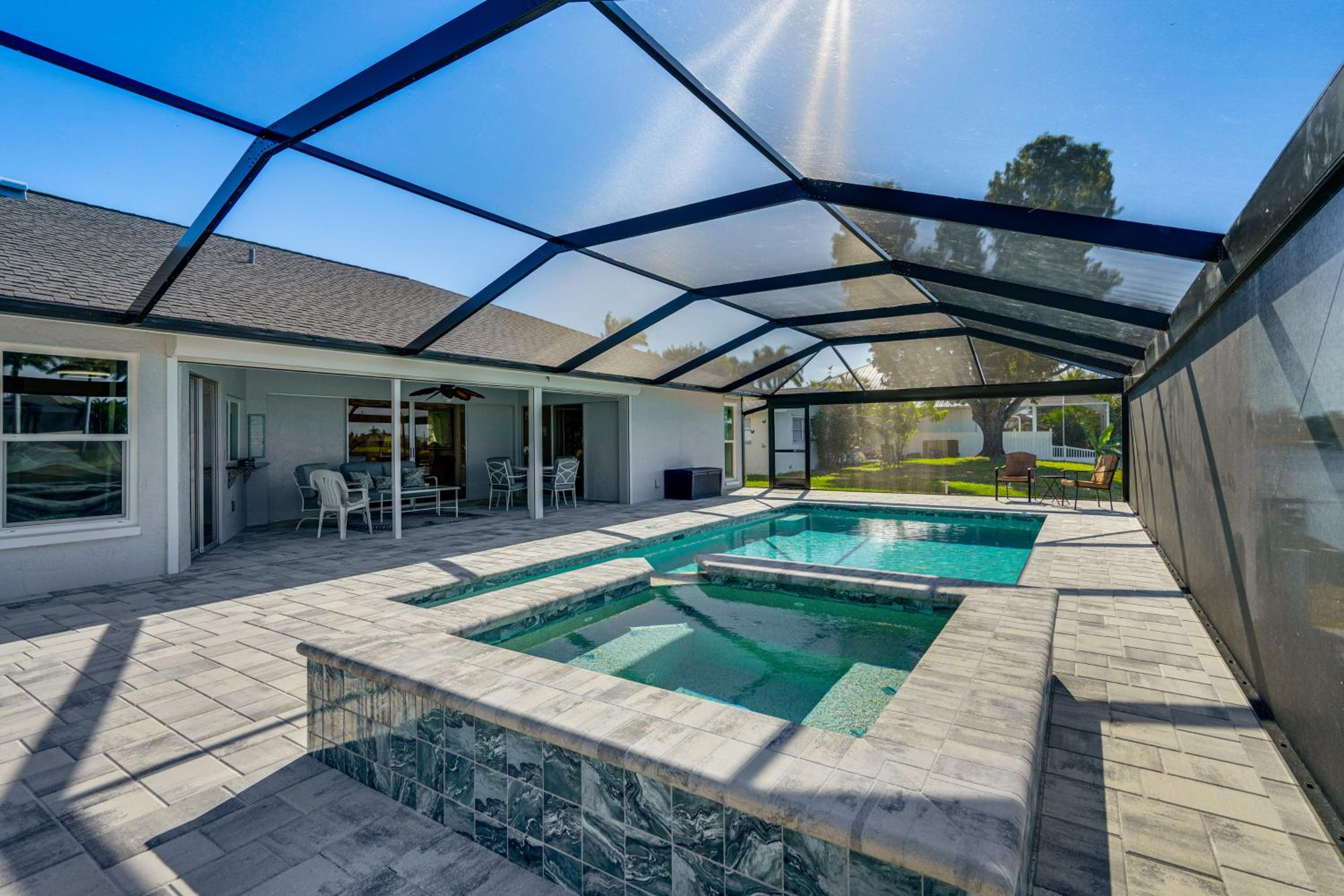 Waterfront Cape Coral Gem with Lanai, Pool and Dock!