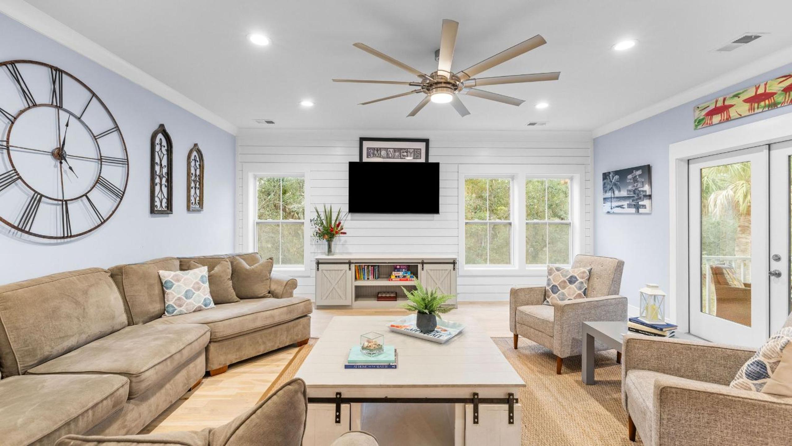 Folly Beach Getaway Near Sand Covered Lounge BBQ Outdoor TV Tidecrest by AvantStay
