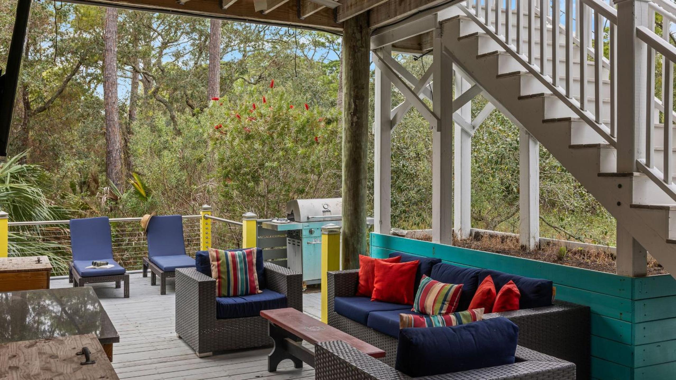 Folly Beach Getaway Near Sand Covered Lounge BBQ Outdoor TV Tidecrest by AvantStay
