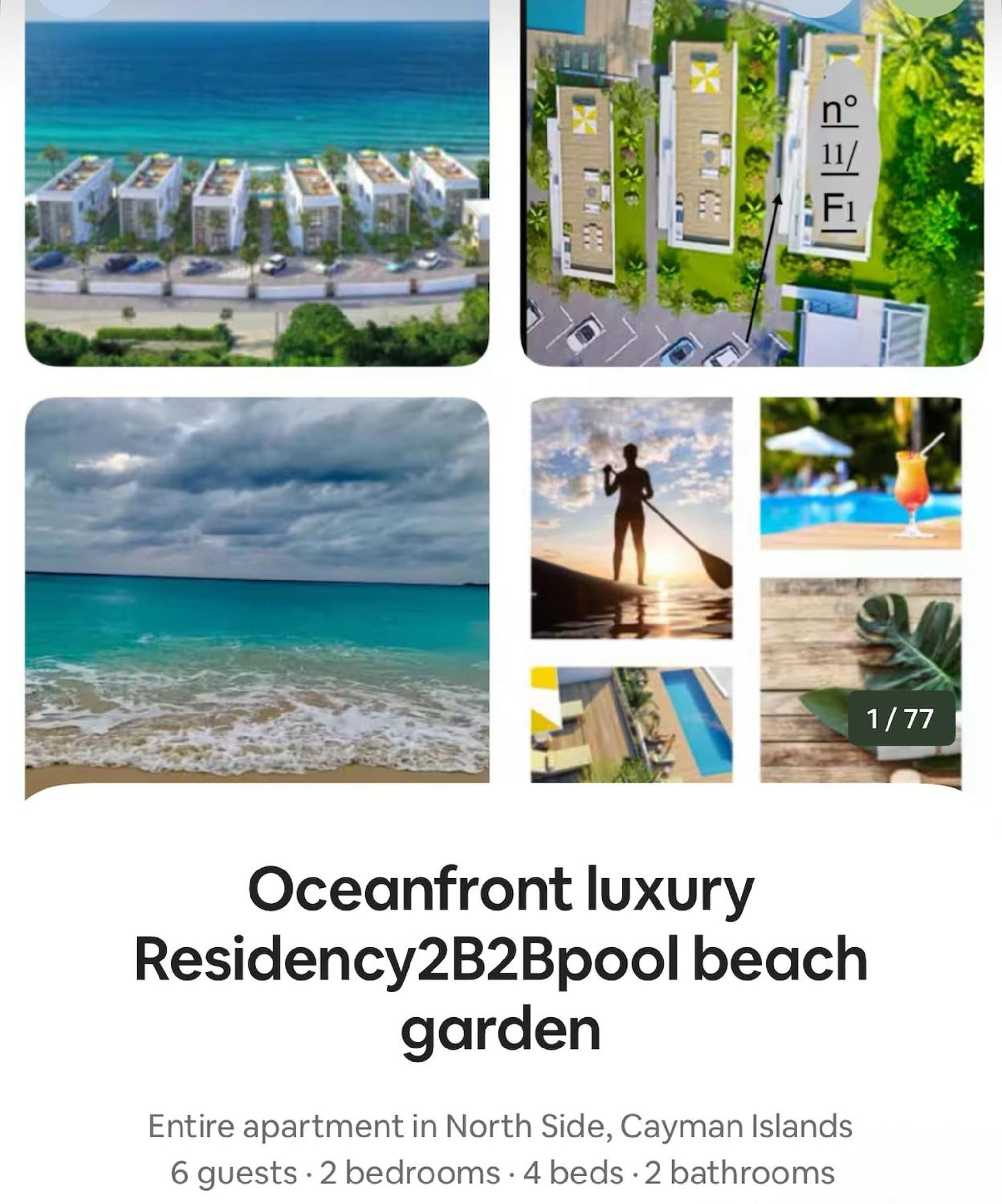 Oceanfront Rooftop luxury 2B2B residency pool beach in North Side, Grand Cayman