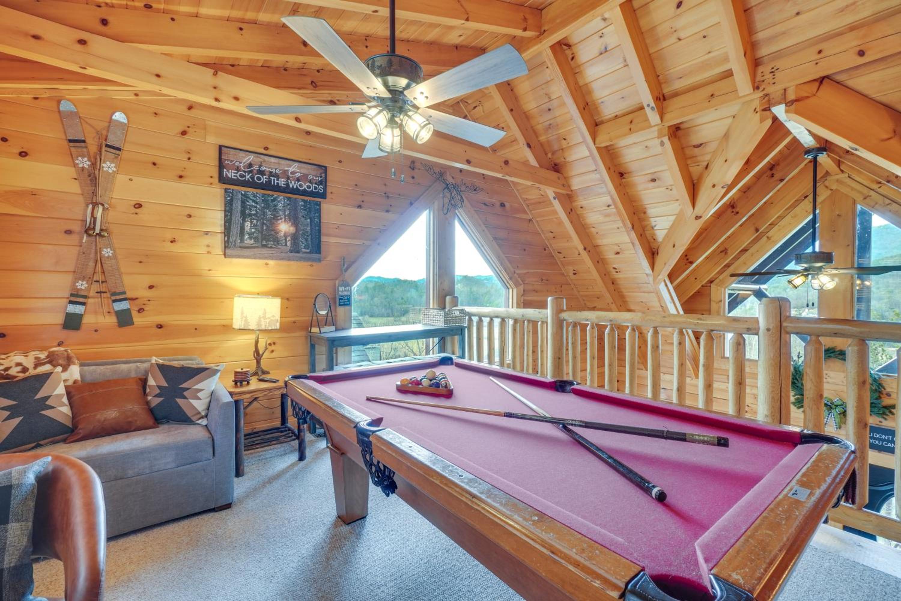 Resort-Style Smokies Cabin with Hot Tub and Game Room