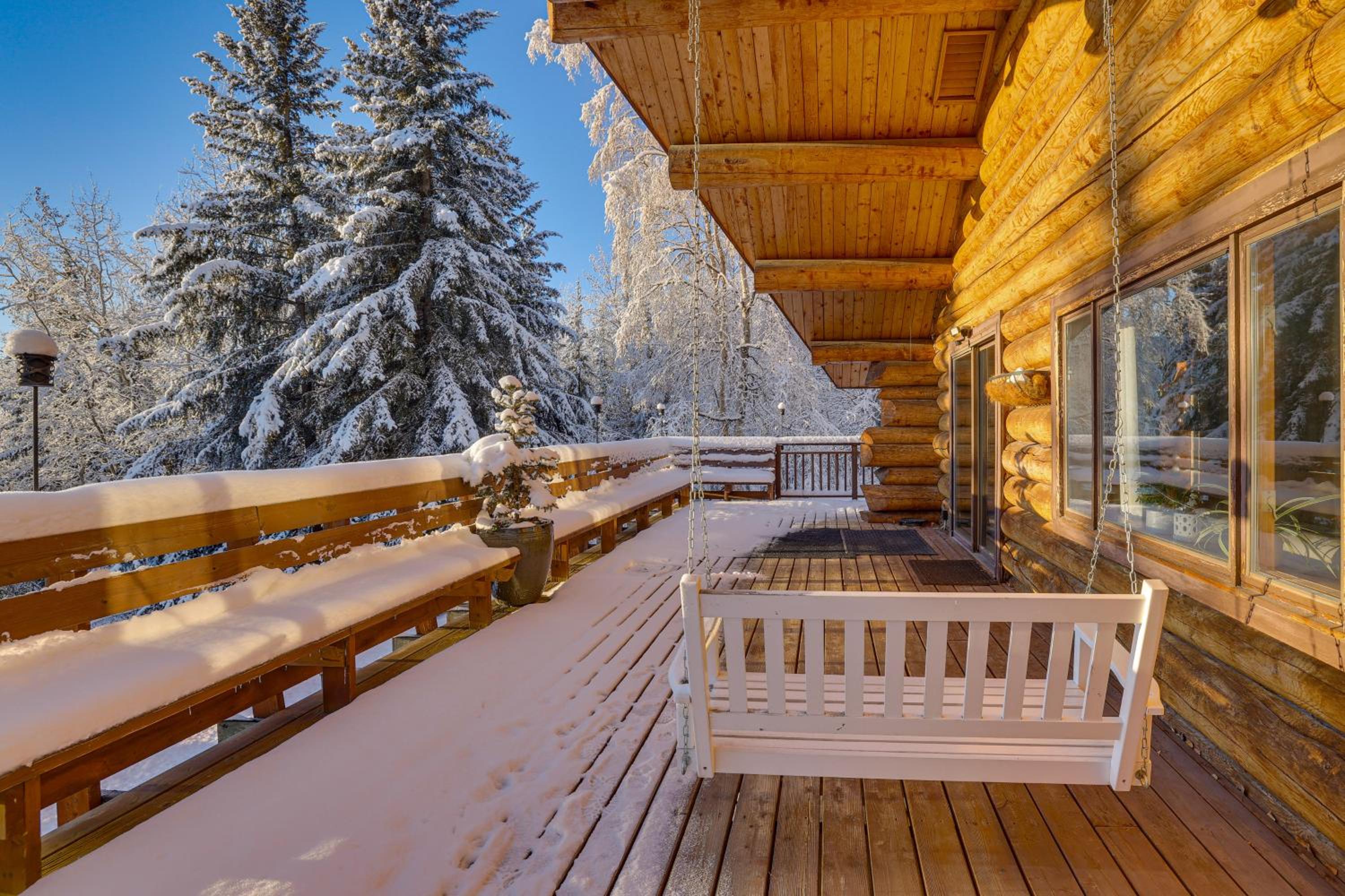 Explore Fairbanks! Authentic Log Cabin with Views