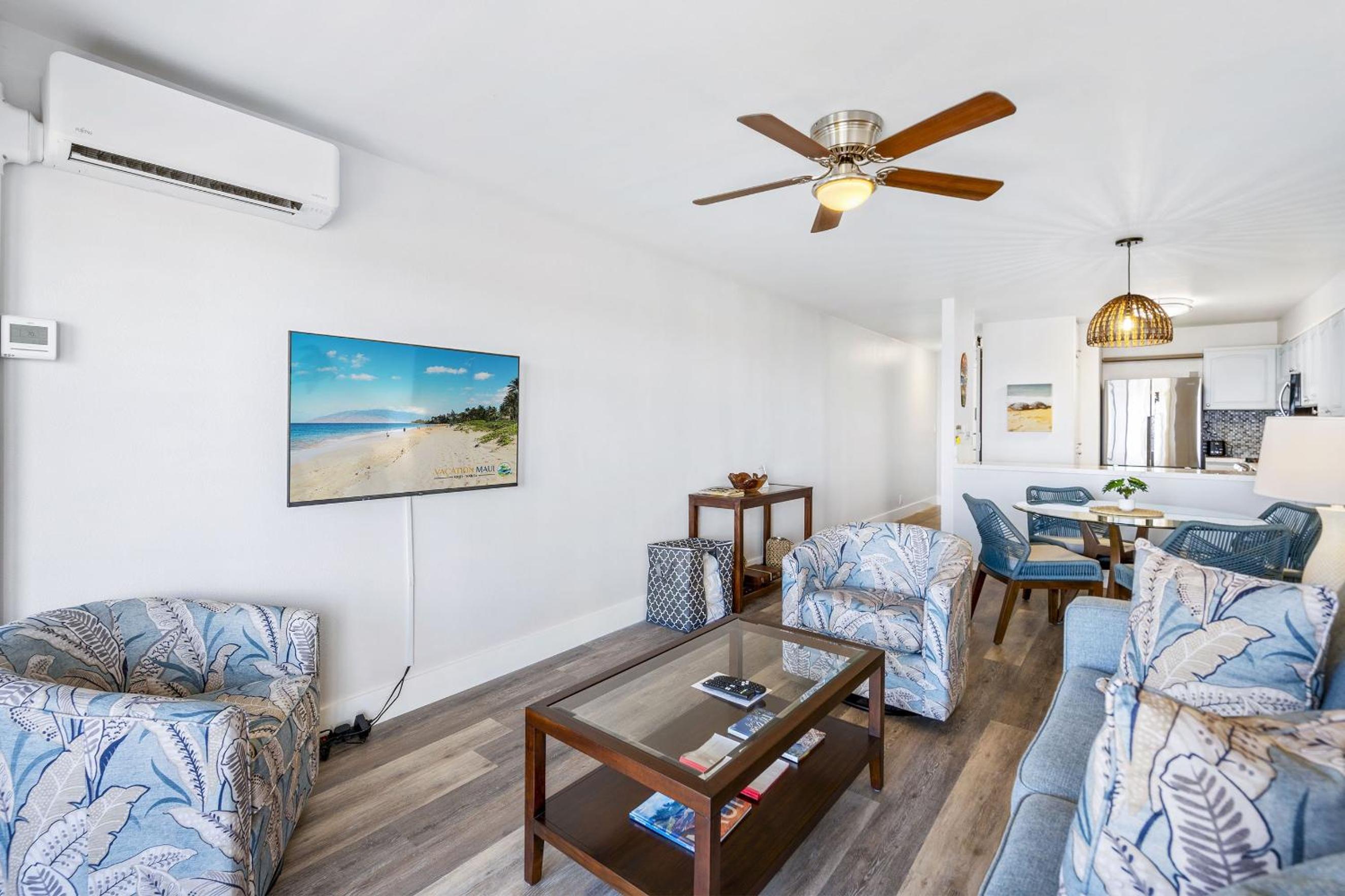 Kihei Akahi D-515: Newly Renovated Ocean View, No Carpet, 3 Zone Split AC, Wi-Fi